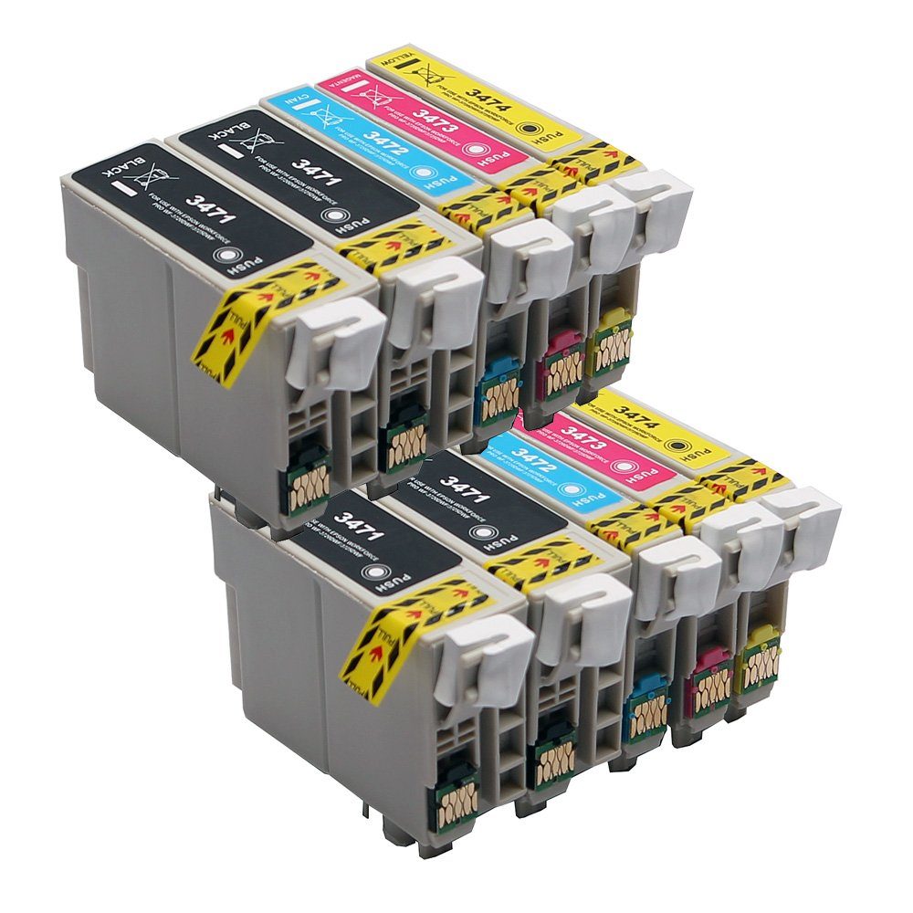 ABC Tintenpatrone (Kompatibles Set 10x Druckerpatrone für Epson 34XL WorkForce Pro, ABC)