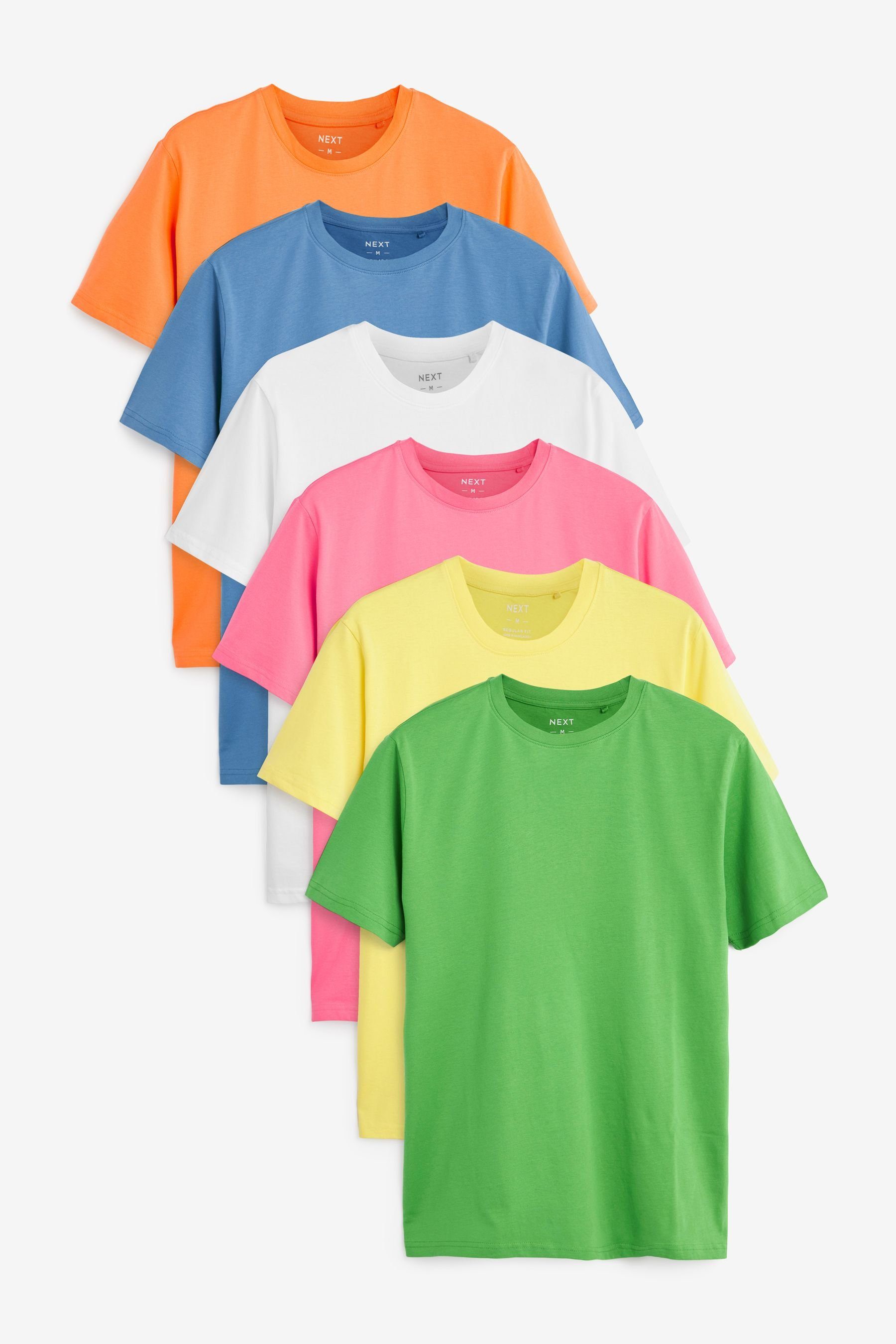Next T-Shirt 6er-Pack T-Shirts (6-tlg) Green/ Pink/ Blue/ White/ Orange/ Yellow