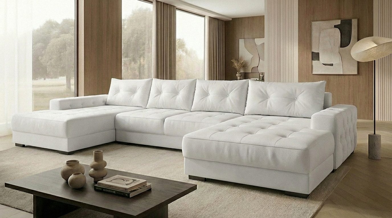 A&J MöbelLand GmbH Ecksofa VIENA, FABIO, VALTOR, MODENA mit Schlaffunktion, Bonellfederkern, Viele Varianten zur Auswahl – wählen Sie Farbe!, TOP ANGEBOT!