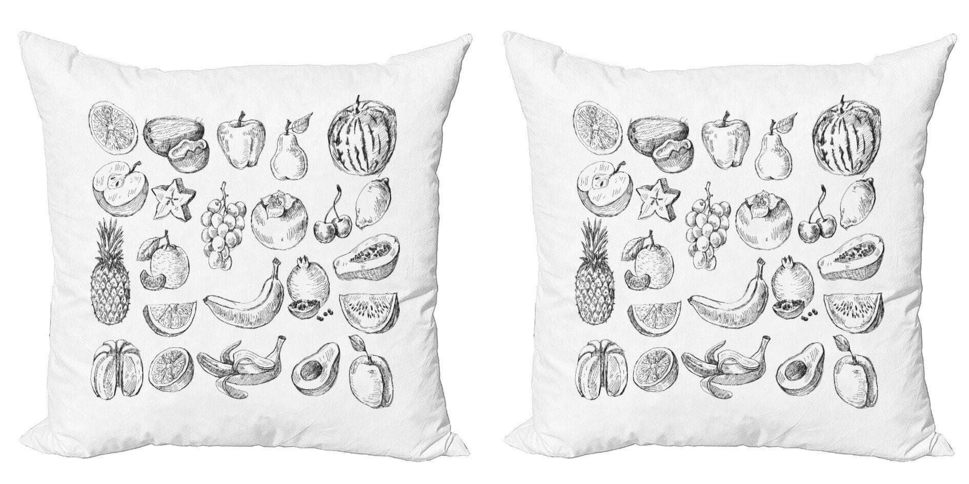 Lebensmittel Accent Digitaldruck, Stück), Modern Beeren Doppelseitiger Kissenbezüge gezeichnet (2 Abakuhaus Hand Obst