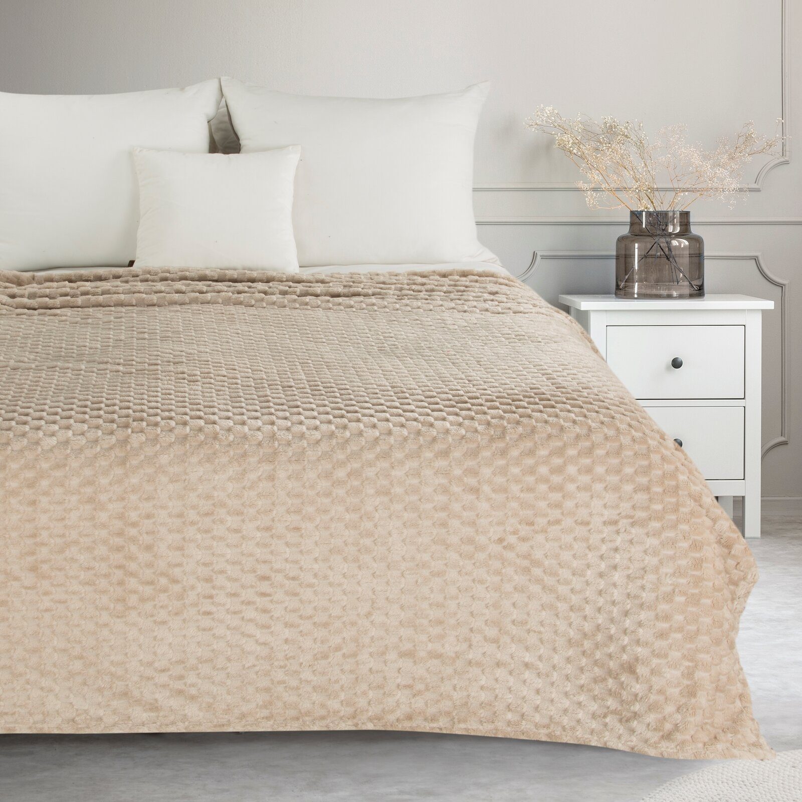 Wohndecke CINDY/6, Design91, Tolle Struktur, Waffelmuster, Weich, Karierte günstig online kaufen