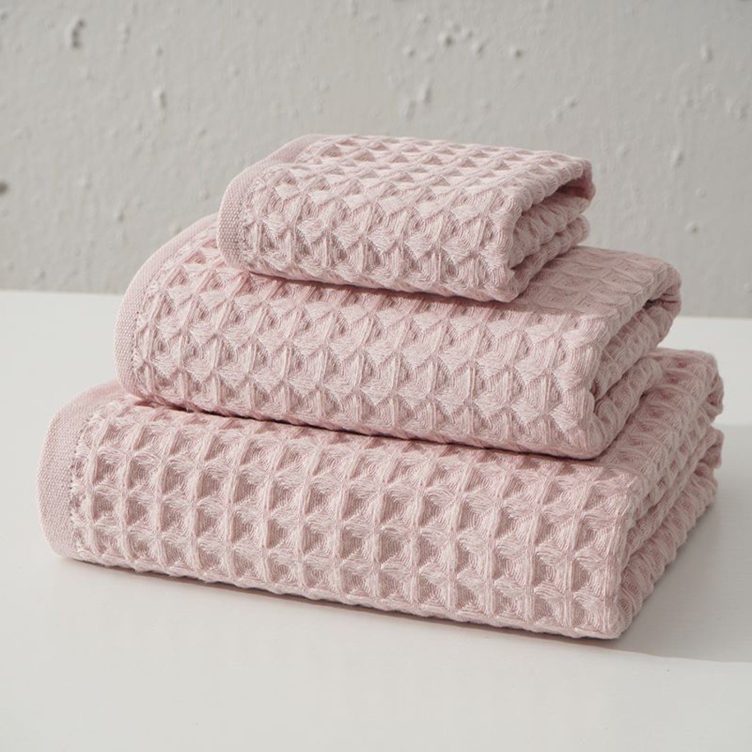 HOMEIDEAS Handtücher, Baumwolle (1-St), Schnelltrocknend - Waffelstruktur Rosa -1 x Duschtuch | Alle Handtücher