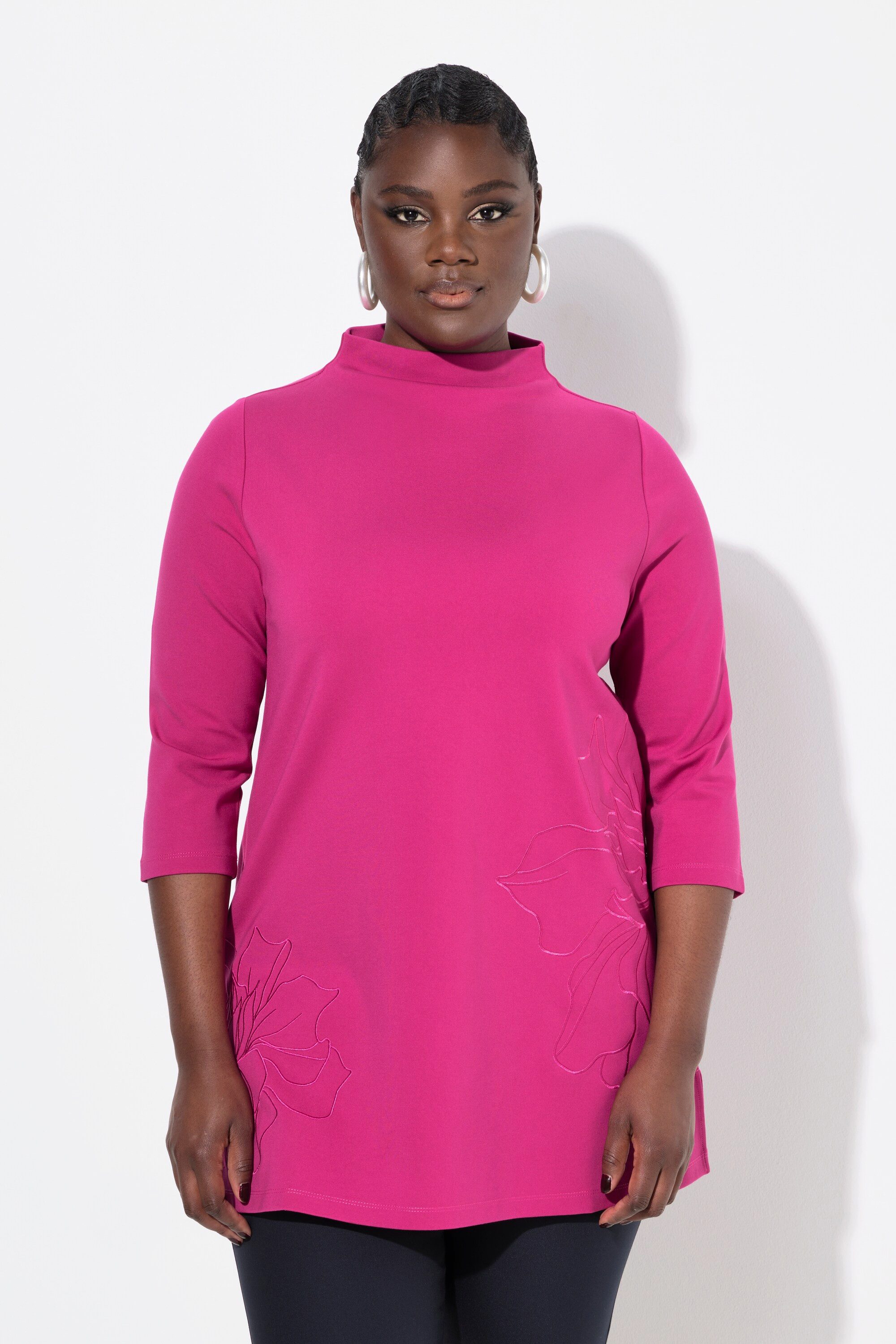 Ulla Popken Sweatshirt Sweatshirt Stickerei A-Linie günstig online kaufen