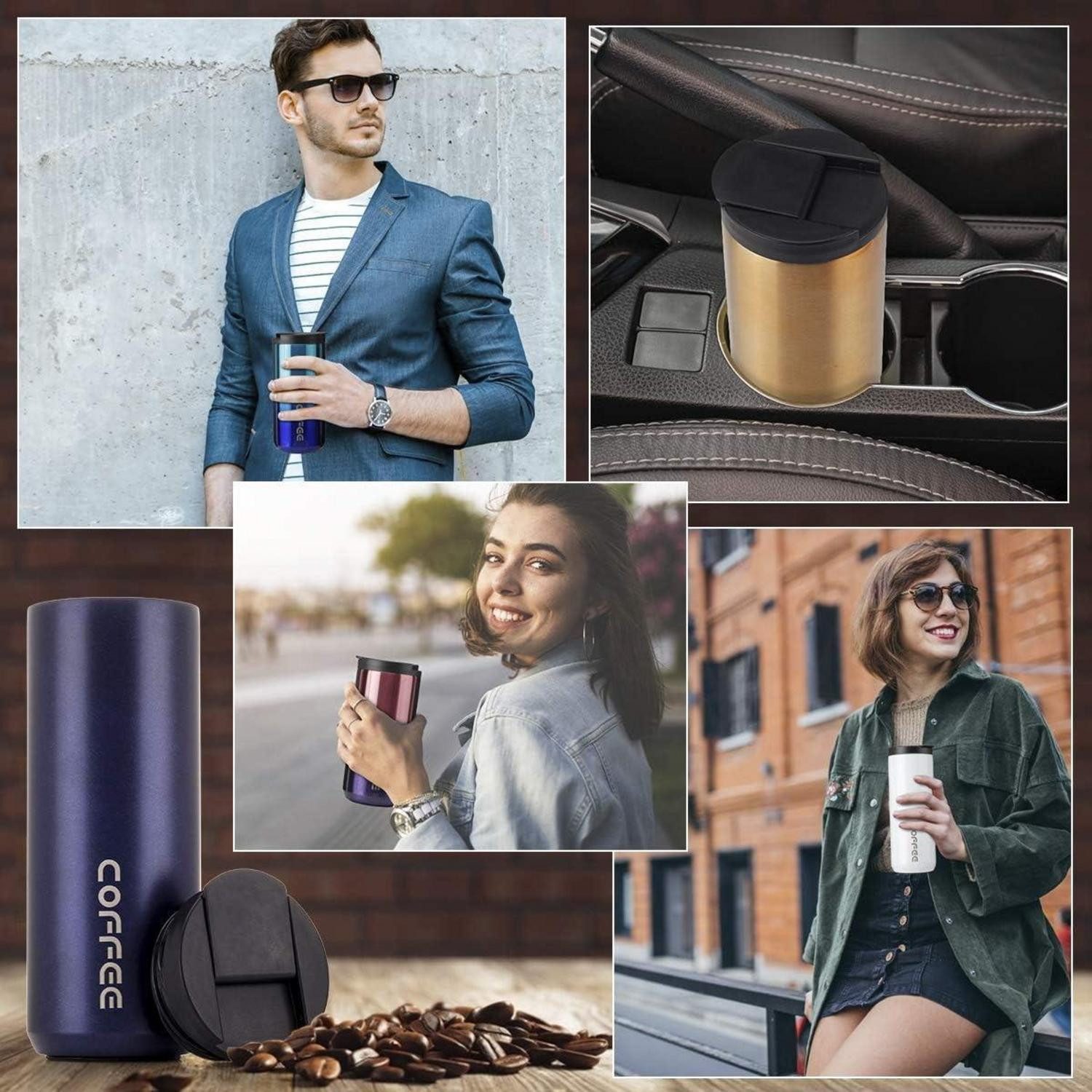 LuxusKollektion Coffee-to-go-Becher Thermobecher 500ml Isolierbecher Edelstahl Travel Mug Kaffee Wasser