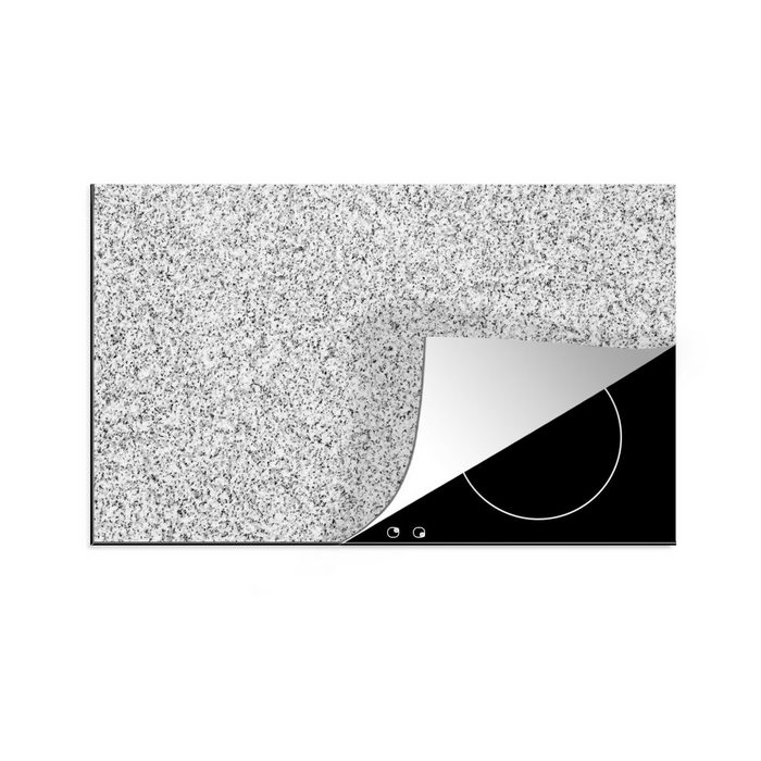 MuchoWow Herdblende-/Abdeckplatte Granit - Schwarz - Weiß - Gemustert - Grau Vinyl (1 tlg) induktionskochfeld Schutz für die küche Ceranfeldabdeckung