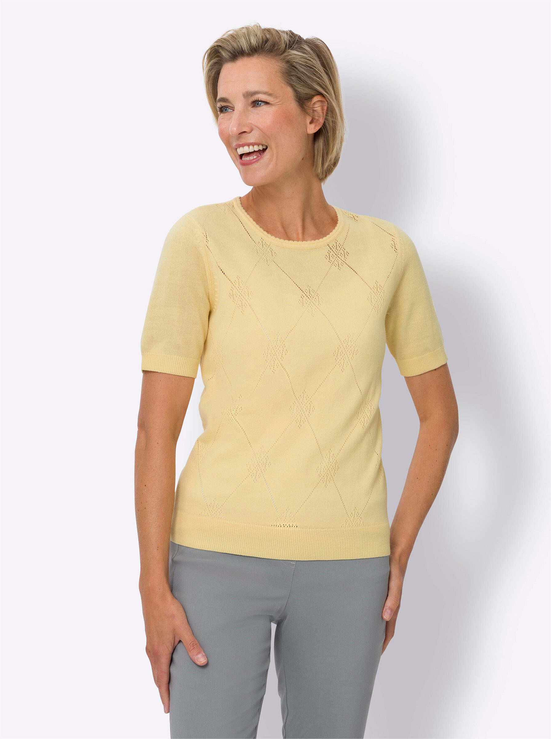 Sieh an! Strickpullover Kurzarm-Pullover Kurzarm Ajour, Jersey günstig online kaufen