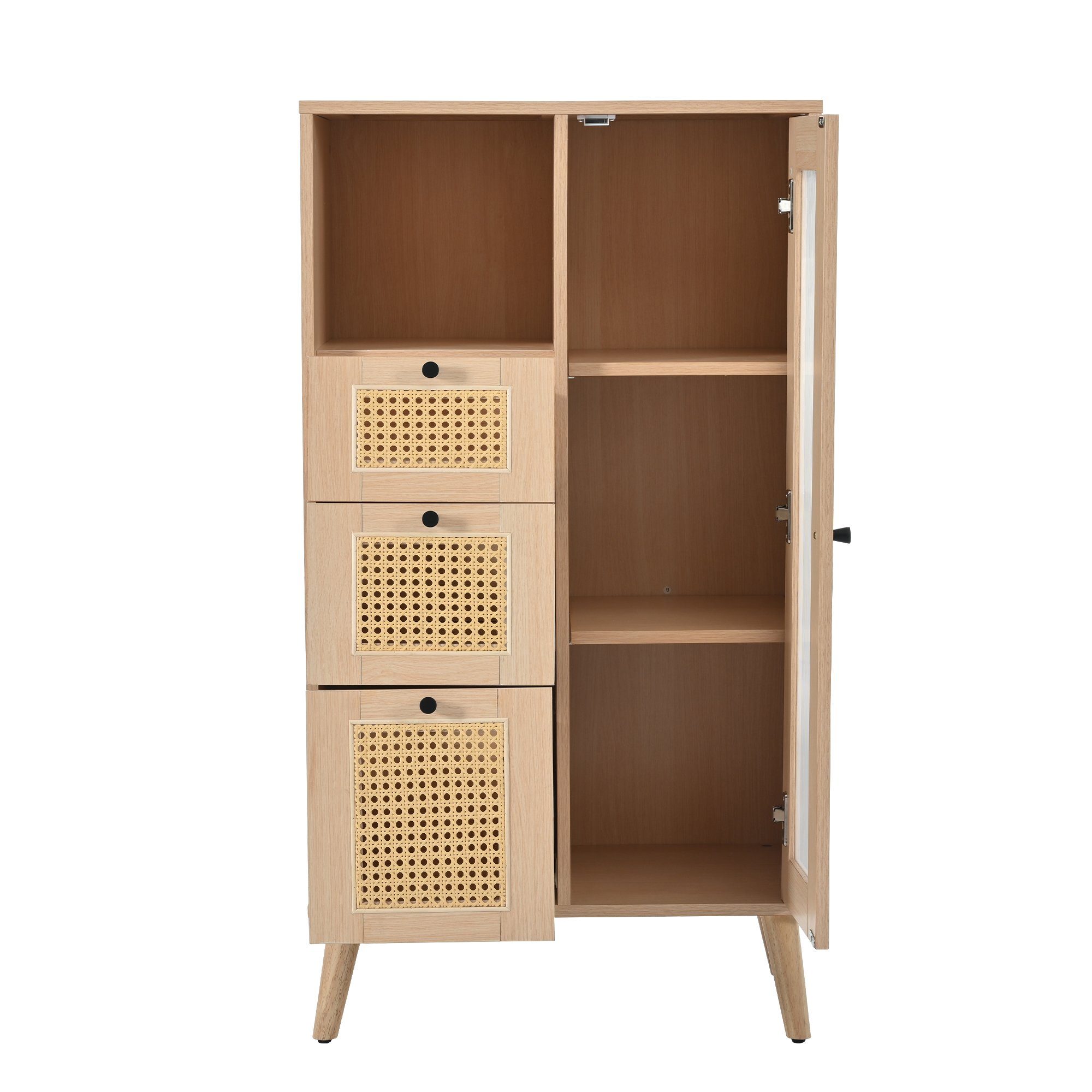 Nachttisch Im Boho-Look: Massivholz Mit Rattan-Details & Praktischer Schublade - Naturfarben Für Schlafzimmer & Wohnbereich