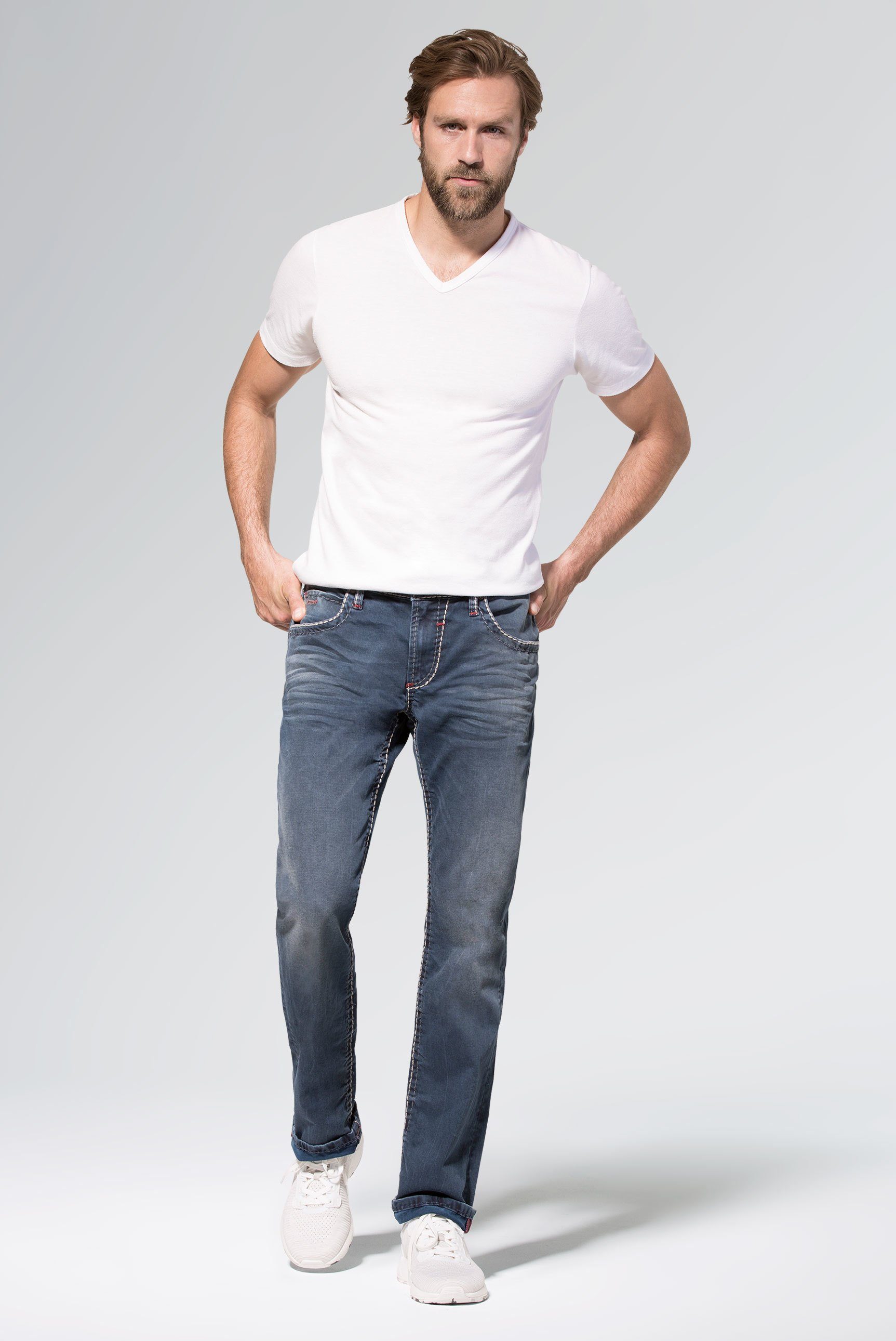 CAMP DAVID Regular-fit-Jeans Münztasche mit Ziernaht