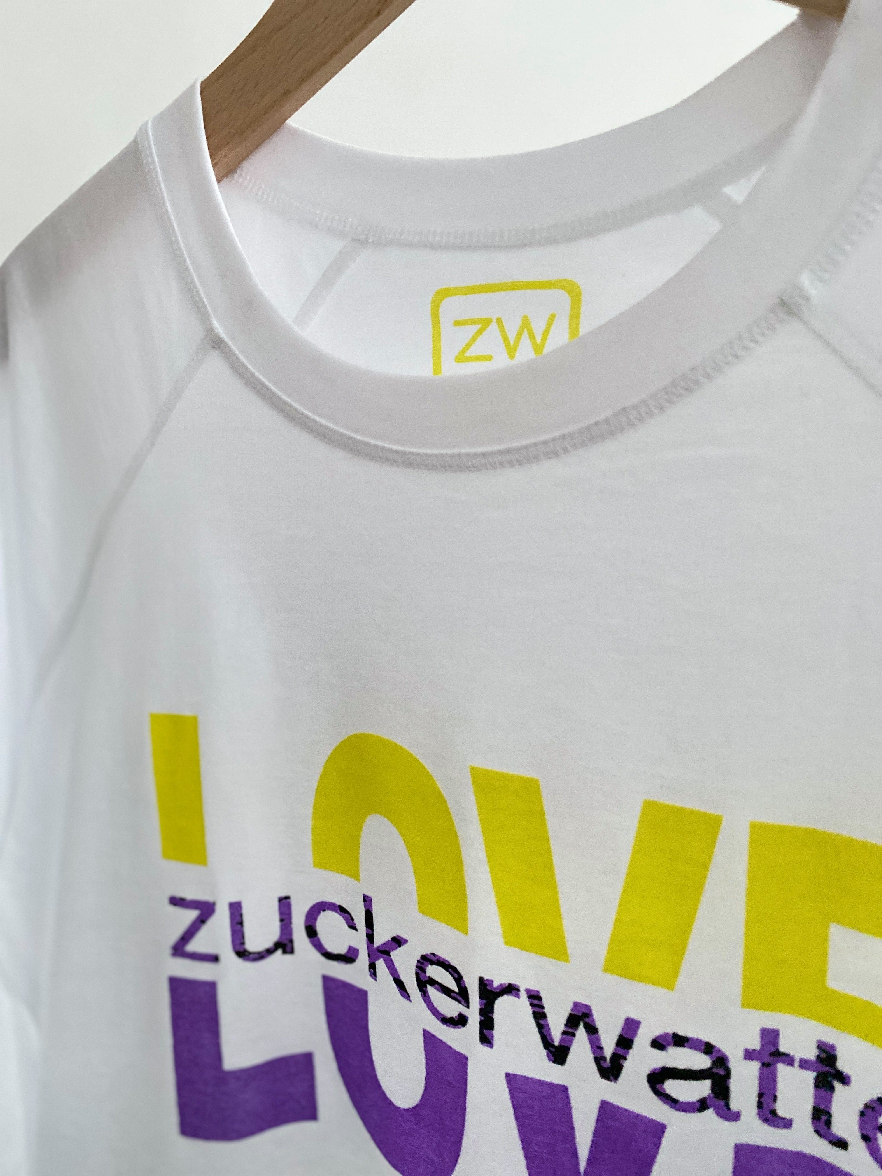 Zuckerwatte Print-Shirt Boyfriendshirt mit Baumwolle 100% Print "LOVE" aus