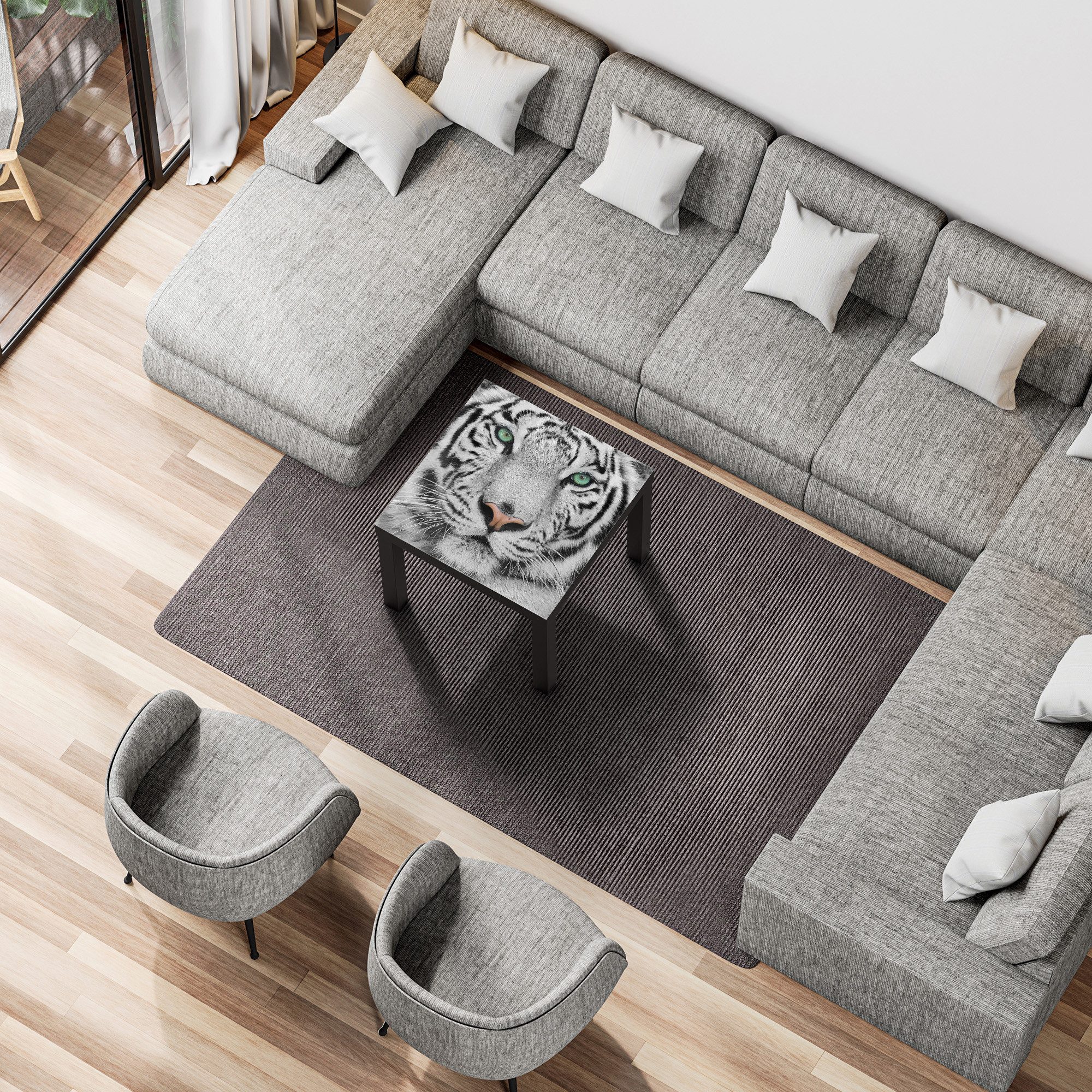 DEQORI Couchtisch 'Blick des Tigers', Glas Beistelltisch Glastisch modern