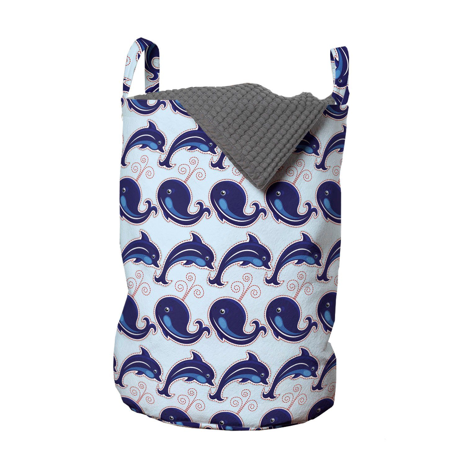 Abakuhaus Wäschesäckchen Wäschekorb mit Griffen Kordelzugverschluss für Waschsalons, Wale Spaß liebend Tiere Cartoon