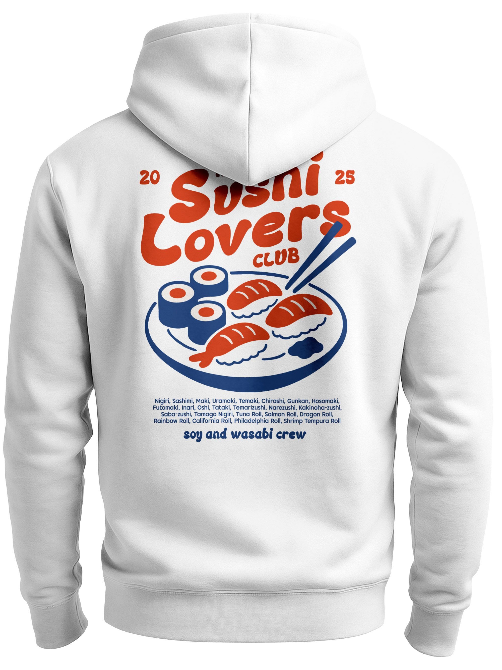 Sweatjacke Herren Sweatjacke Backprint Sushi Lovers, Zipjacke Zip-Hoodie für