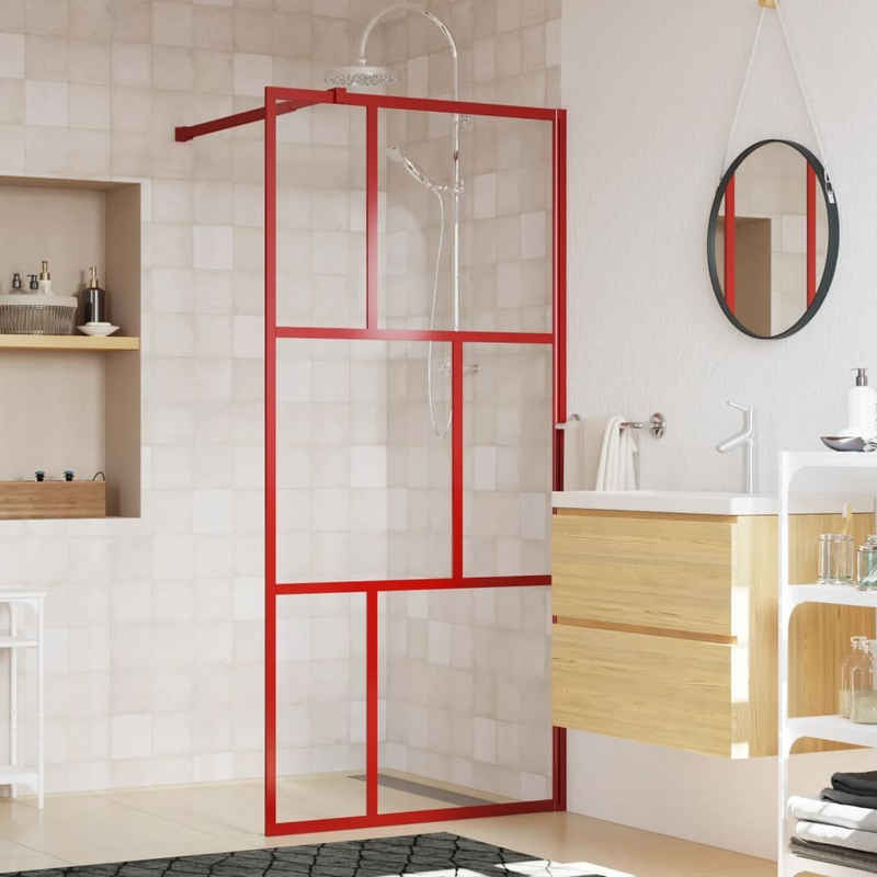 vidaXL Duschwand Duschwand für Begehbare Dusche mit ESG Klarglas Rot 80x195 cm
