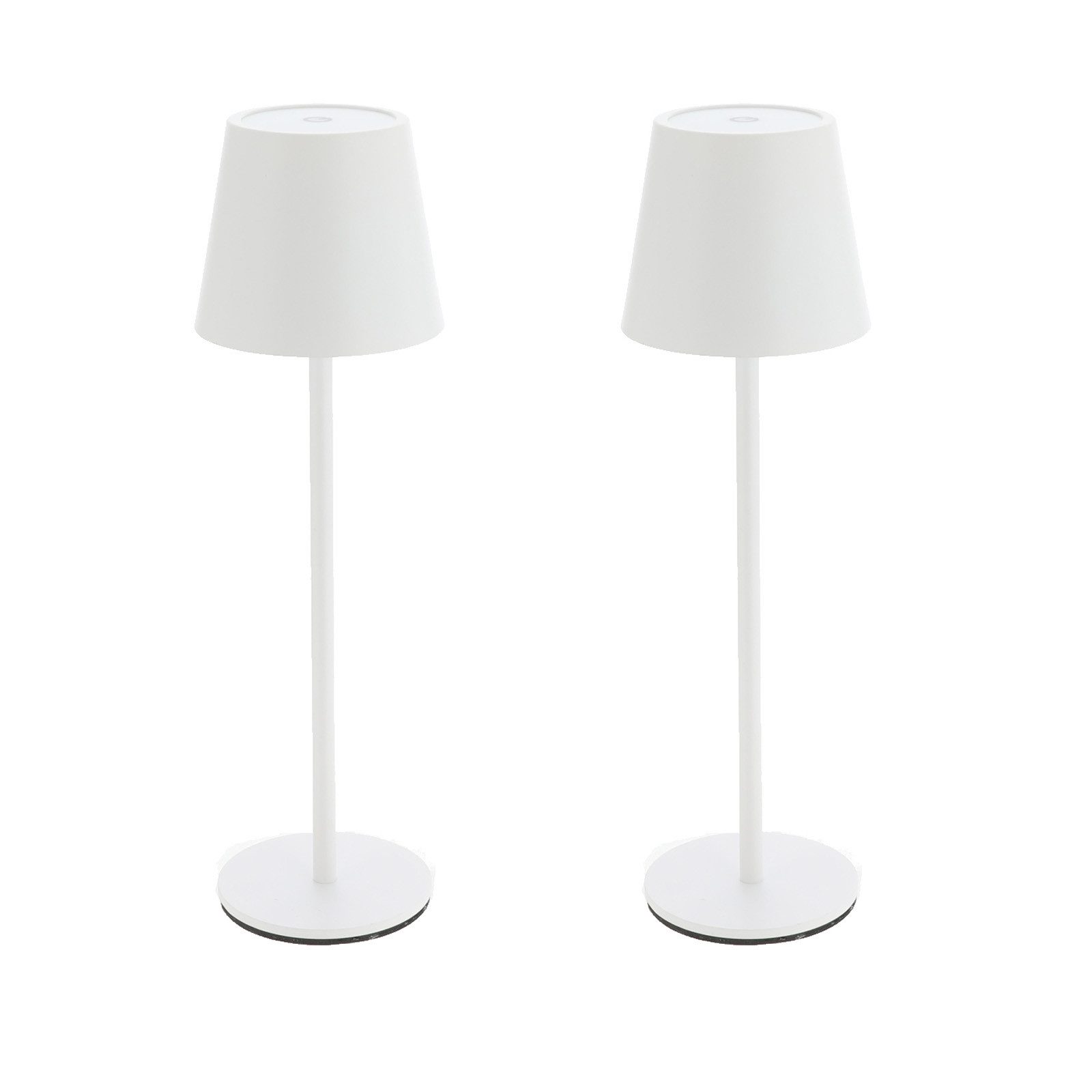 LED Nachttischlampe 2x XL Metall Akku Tischleuchte Weiß Schreibtischlampe Tischlampe