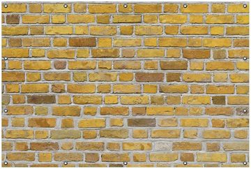 Wallario Sichtschutzzaunmatten Ziegelsteinwand in gelb - Backsteine
