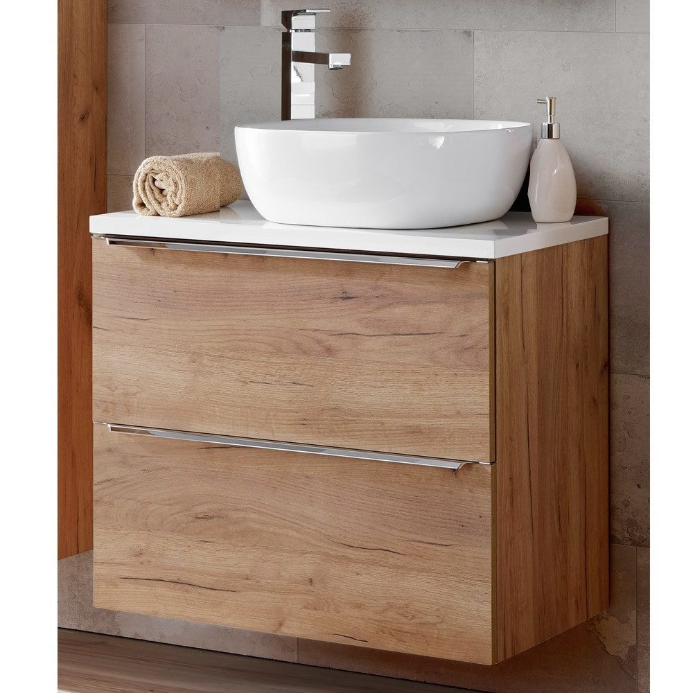 Lomadox Waschtisch TOSKANA-56, Unterschrank 60cm mit Keramikbecken in Wotan günstig online kaufen