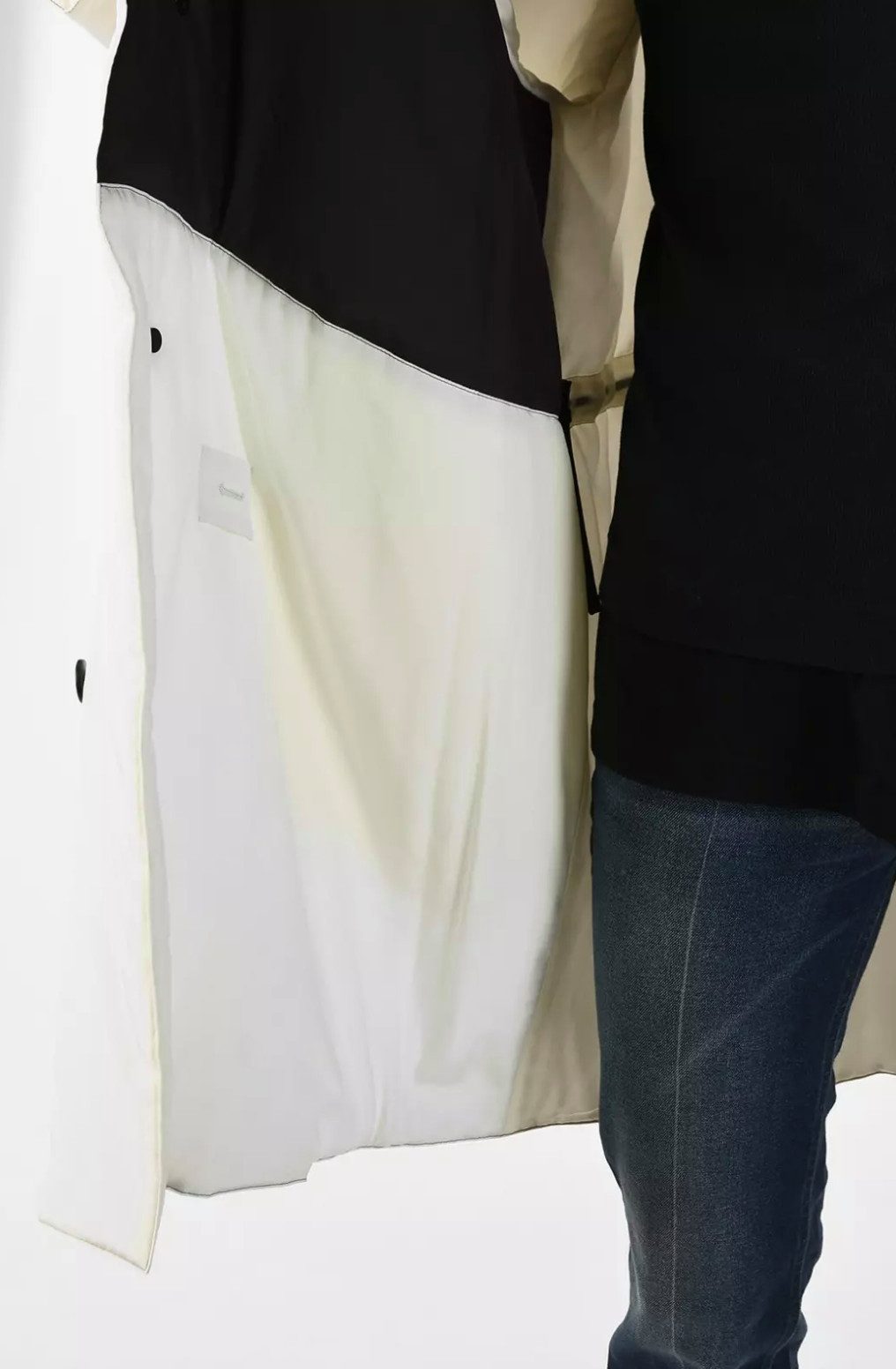 JIL SANDER Langmantel Oversized Trenchcoat Parka in Seide mit Kapuze höchster Handwerkskunst, Wattiert, Dreifarbig, Eingrifftaschen