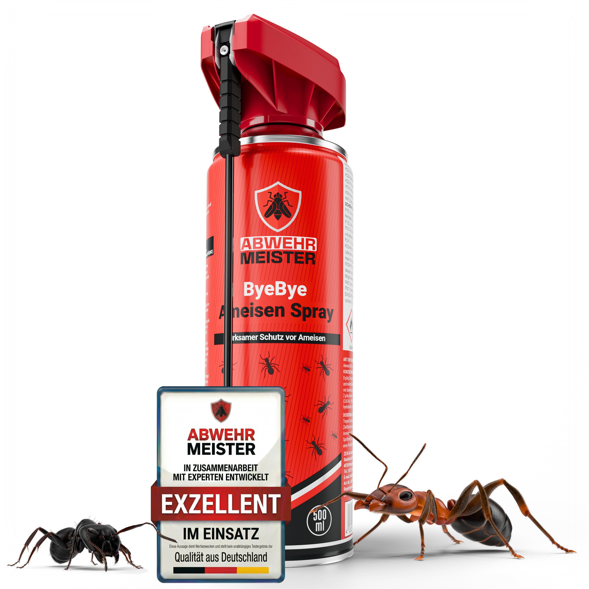 ABWEHR MEISTER Insektenspray ORIGINAL ByeBye Ameisen Spray 2.0 [500 ml], 1-St., Präzise Anwendung, dank integrierter Sprühlanze