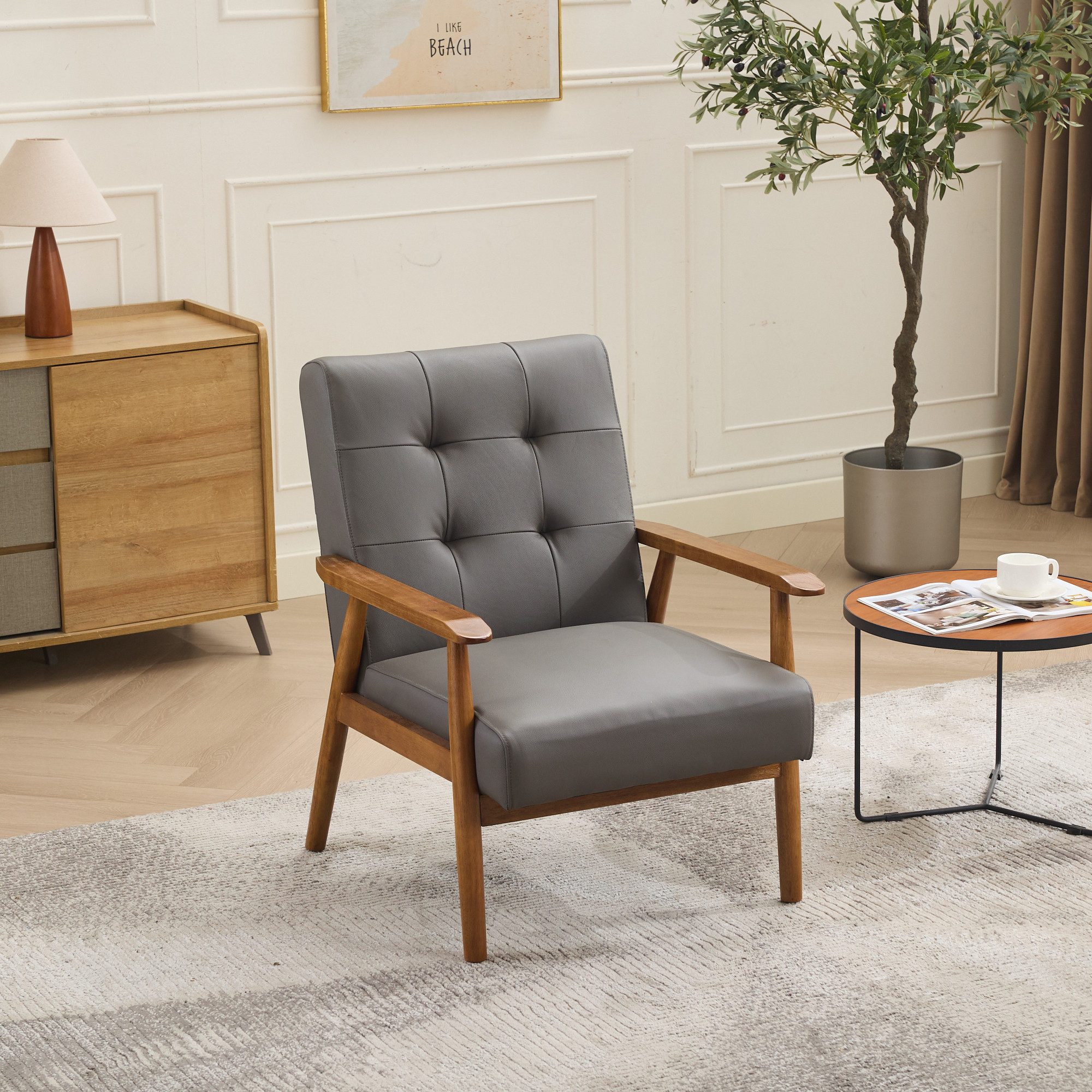 OKWISH Loungesessel Freizeitstuhl Polsterstuhl (mit Armlehnen und stabilen, Beinen), komfortabler Relaxsessel im modernen Design