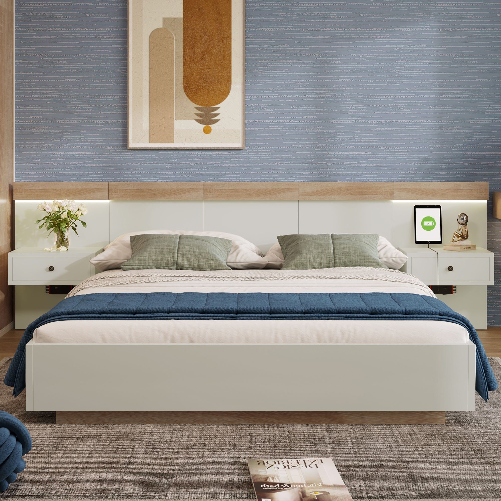 REDOM Massivholzbett Doppelbett Holzbett (Kiefernholz Doppelbett günstig online kaufen