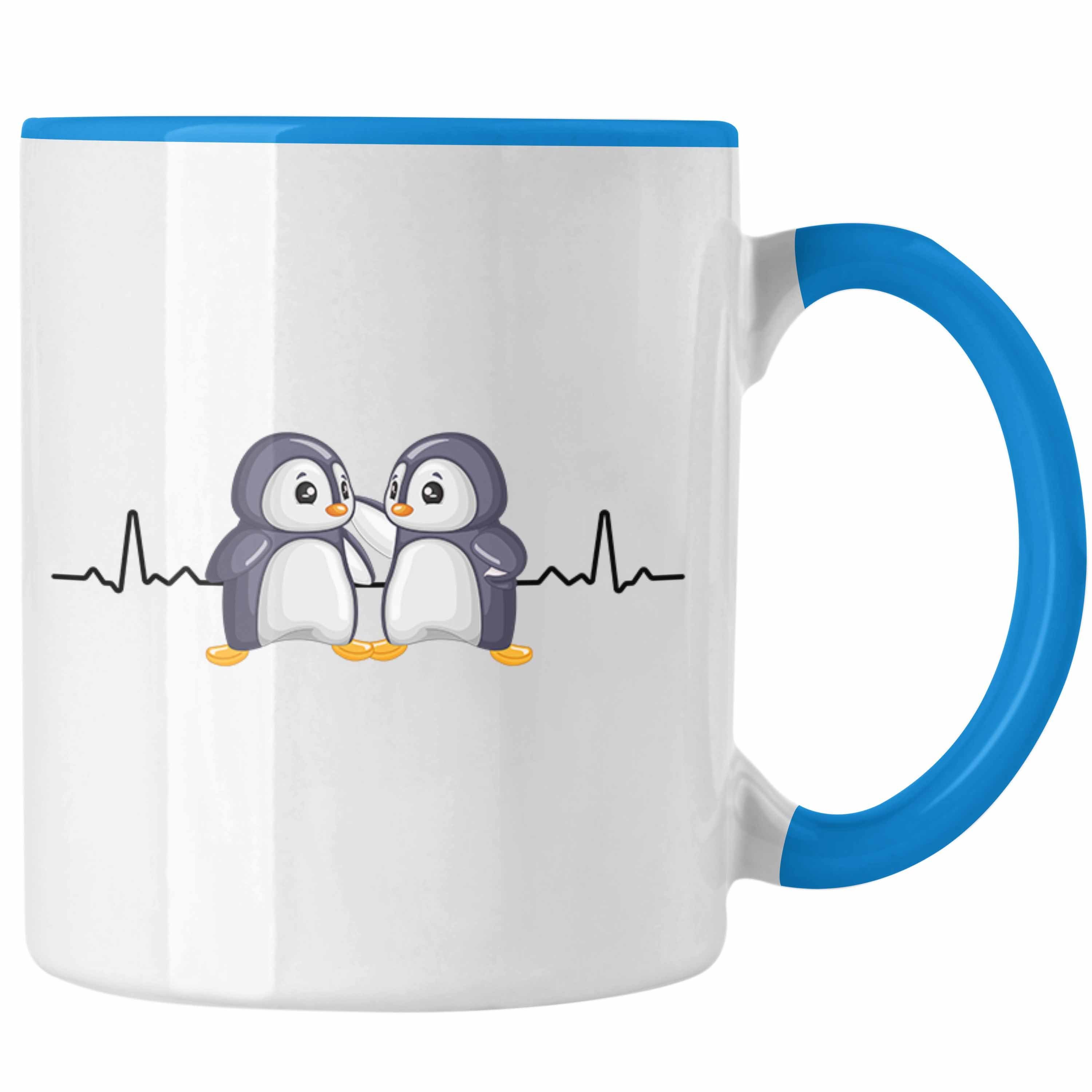 Trendation Tasse Pinguin Tasse Herzschlag Geschenkidee Mädchen Blau | Tassen