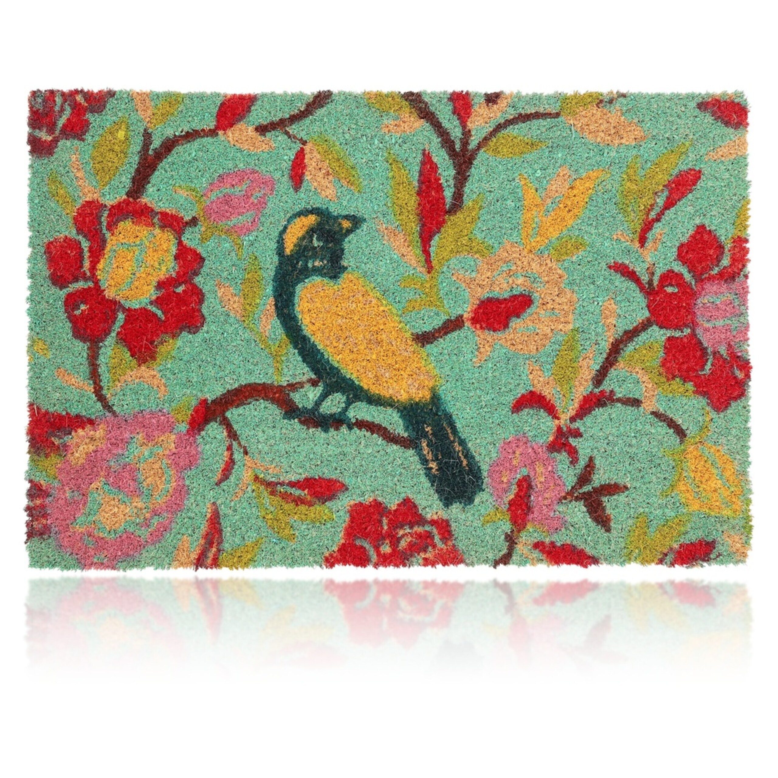 relaxdays Fußmatte Bunte Fußmatte mit Vogel-Motiv, Rechteckig, Höhe: 15 mm von RELAXDAYS