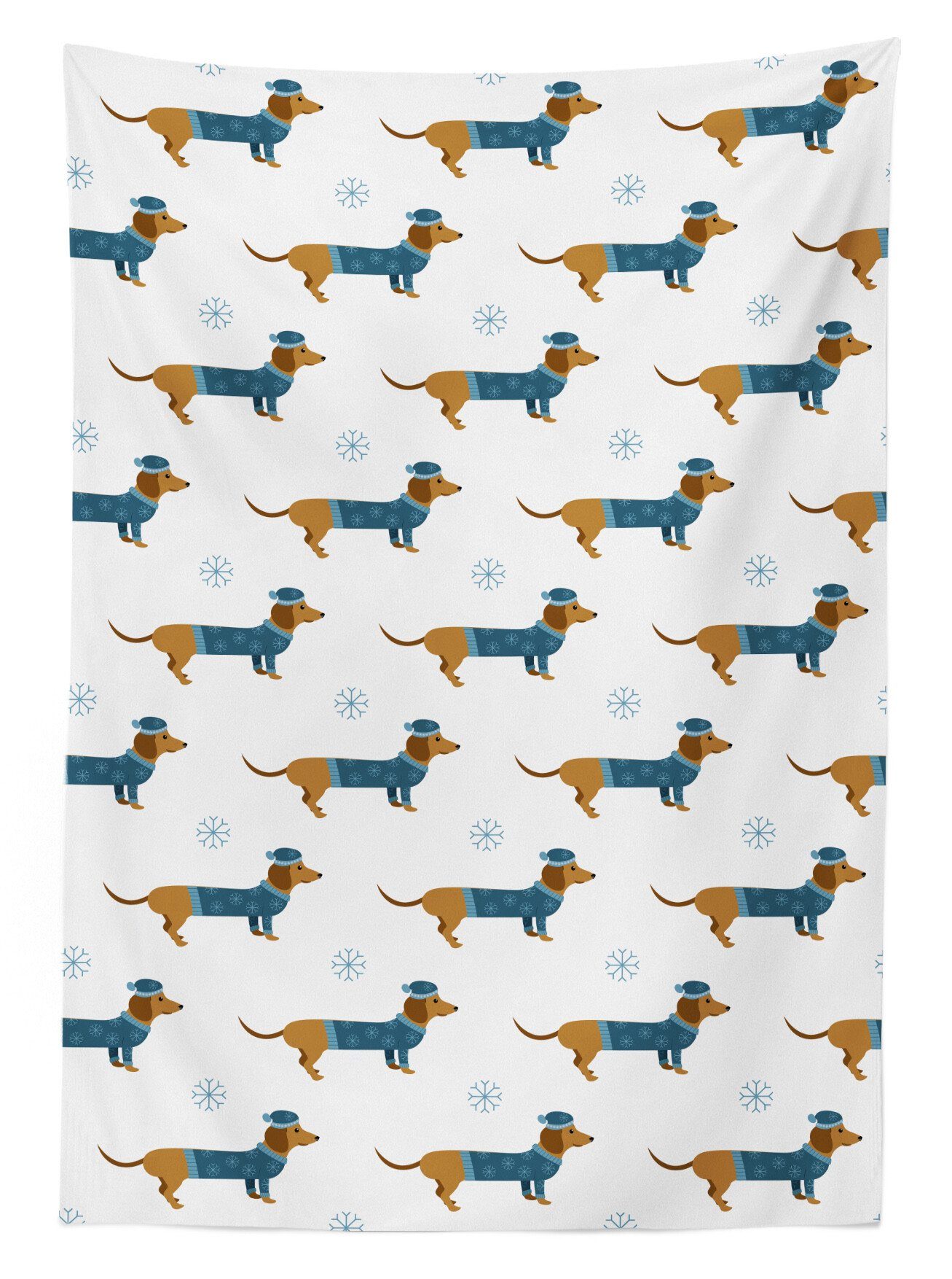 Bereich Snowflake den Farben, Außen Farbfest Waschbar Dackel Abakuhaus Tischdecke Für Pullover geeignet Klare Hund in