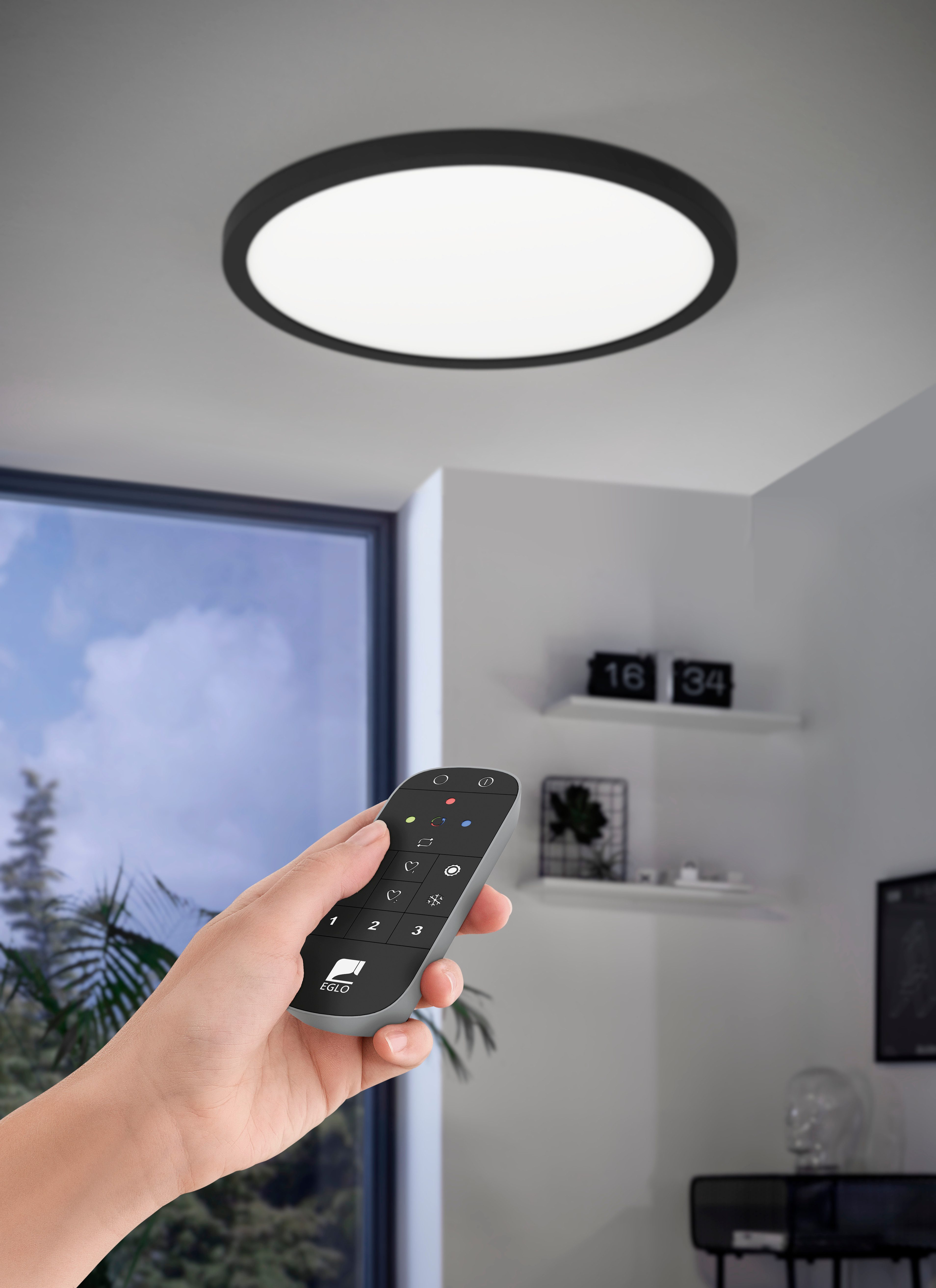 EGLO CONNECT Z REMOTE Fernbedienung, Zubehör, ZigBee 3.0, batteriebetrieben Smart-Home-Fernbedienung (Inkl. Wandhalterung und Batterie, 12,2x5,4x1,8 cm, steuerbar über 15m)