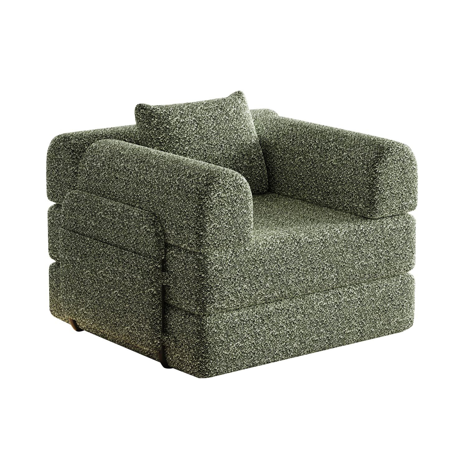 autolock Schlafsofa Chenille-Schlafsofa,2-in-1 Klappsofa mit Staufach in der Armlehne, drei Metallrahmen und mehreren Konfigurationsmöglichkeiten