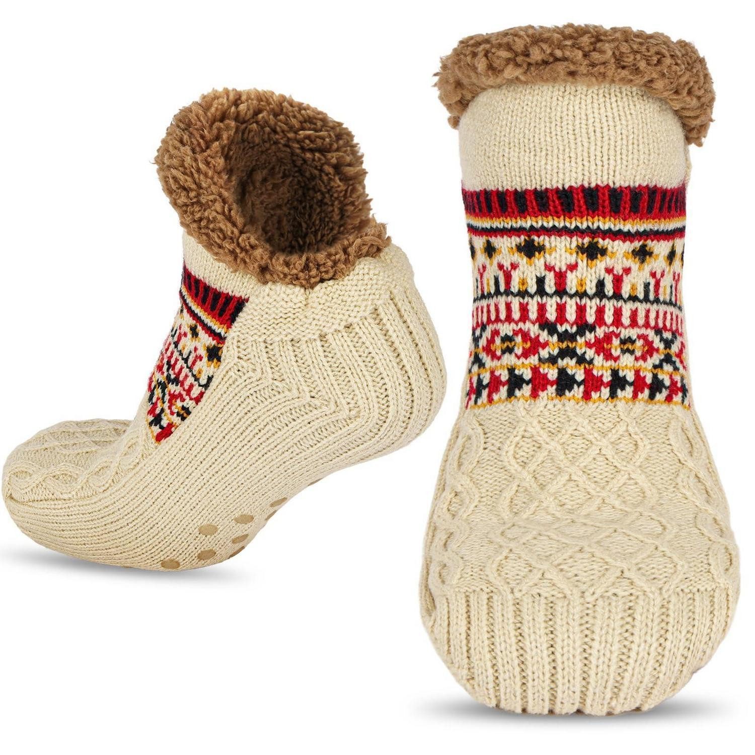 LuxusKollektion Kuschelsocken Haussocken Damen Herren Beige Einheitsgröße
