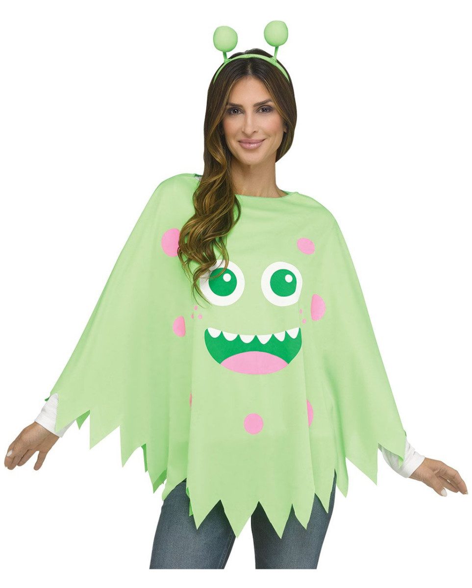 Umhang Monster Poncho in Grün als Halloween Kostüm