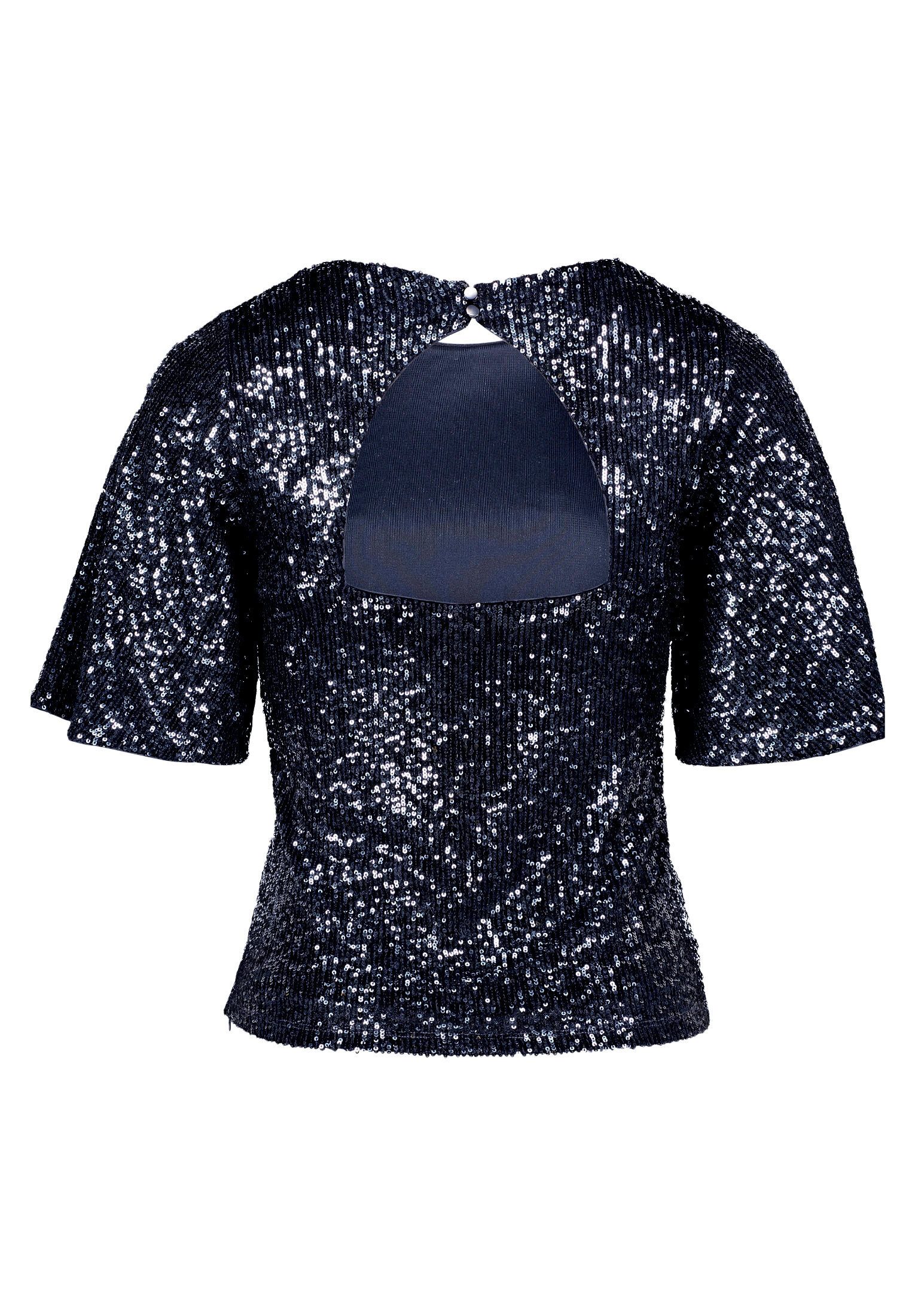 Vera Mont Kurzarmshirt Damen mit Flügelärmeln (1-tlg) Pailletten