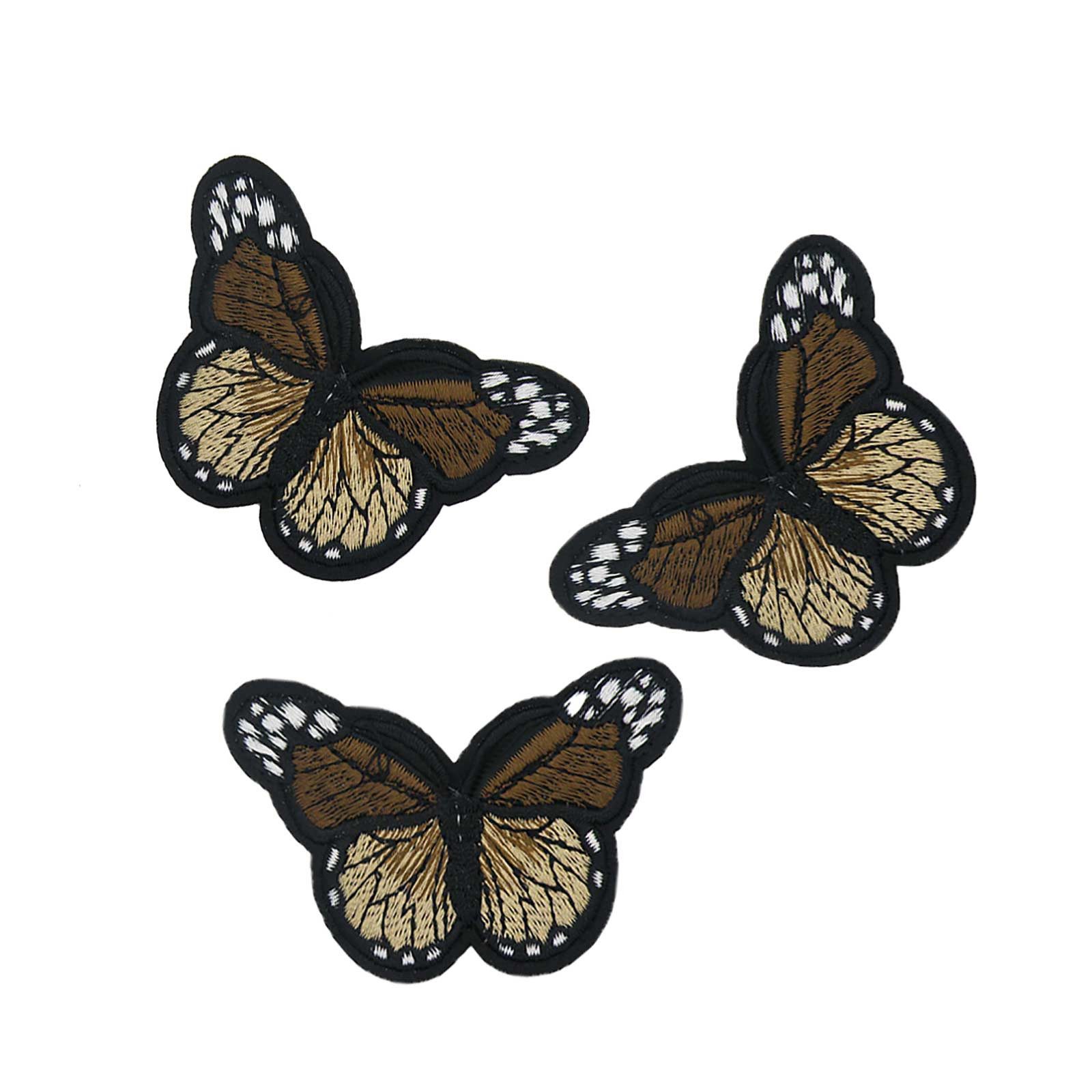 maDDma Aufnäher 3 Schmetterling Aufbügler, Applikation, 48x70mm, freie Farbwahl, hellbraun