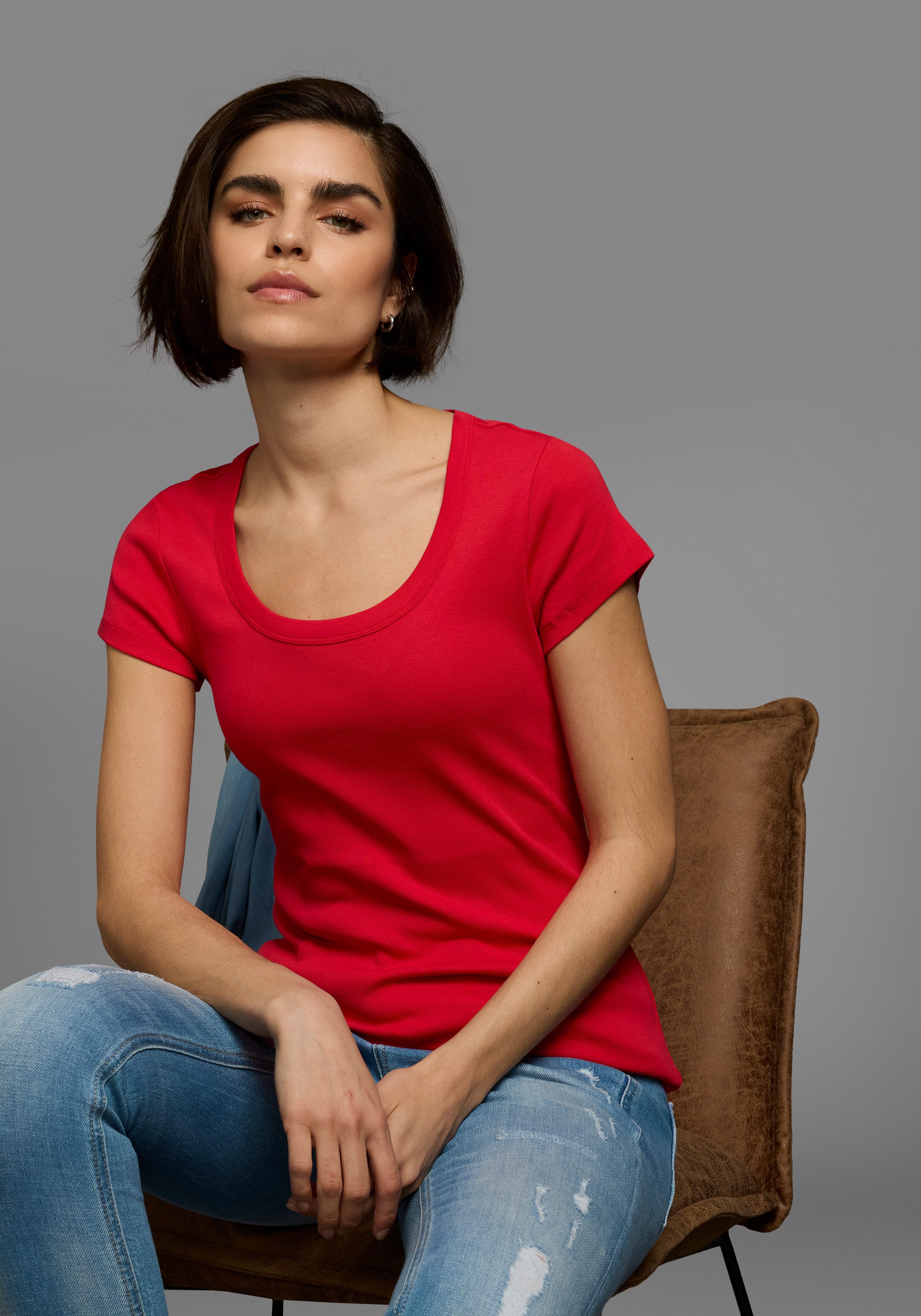 Flashlights T-Shirt (Packung, 2er-Pack) figurbetonter Schnitt, unifarben, R günstig online kaufen