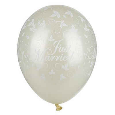 PAPSTAR Luftballon Papstar 30 Luftballons Ø 29 cm elfenbein "Just Married" metallic