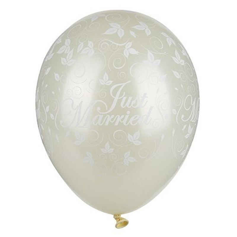 PAPSTAR Luftballon Papstar 30 Luftballons Ø 29 cm elfenbein "Just Married" metallic