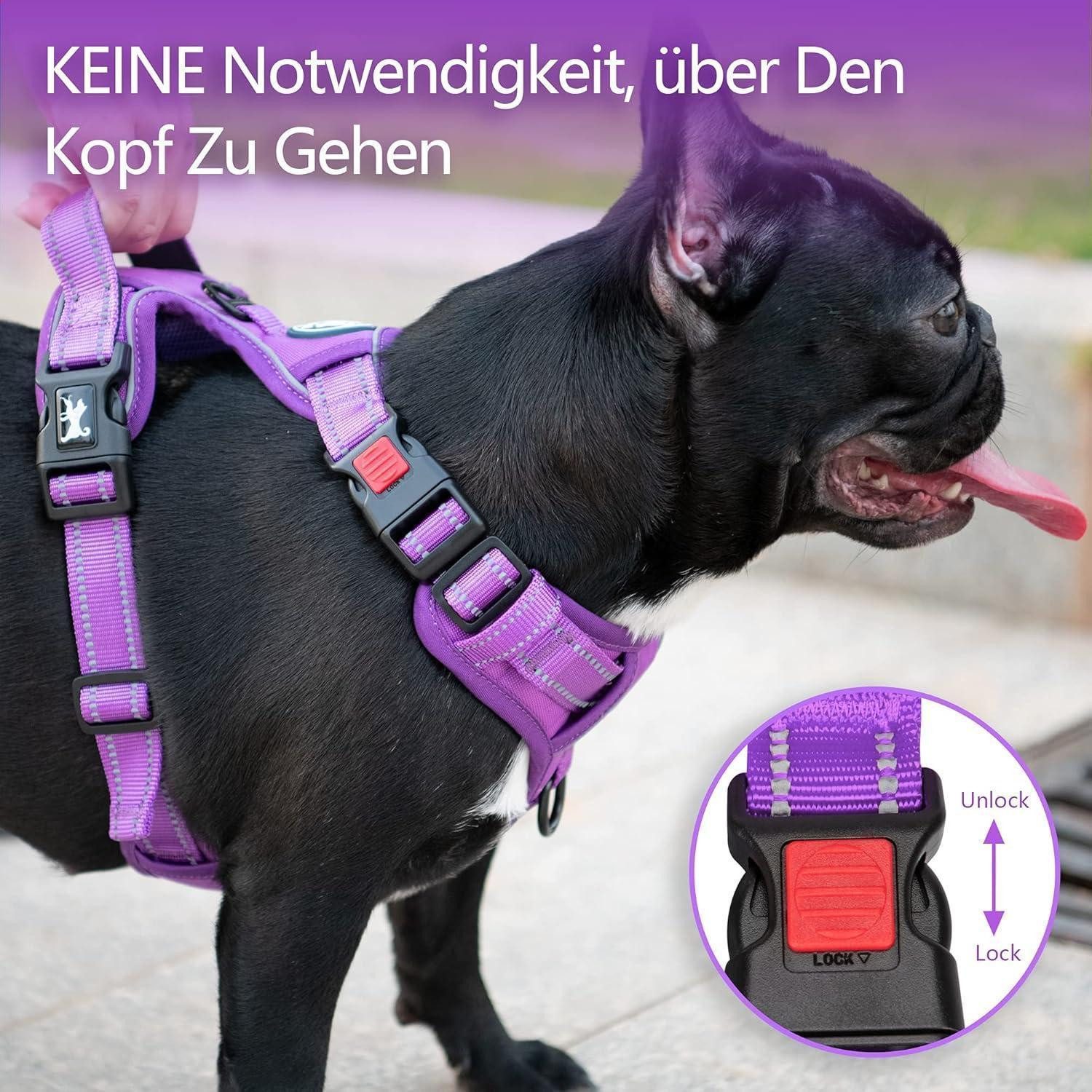 LuxusKollektion Hunde-Geschirr Hundegeschirr ohne Zug reflektierend M Violett Passender Trimmen