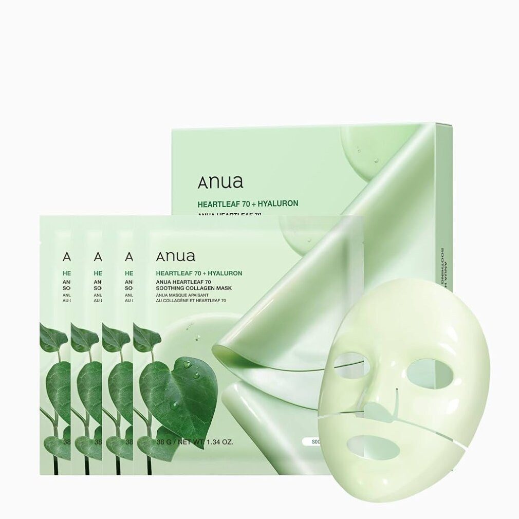 Anua Körperpflegemittel, Heartleaf 70, Hyaluron, beruhigende Tuchmaske, für Gesicht, 28 ml