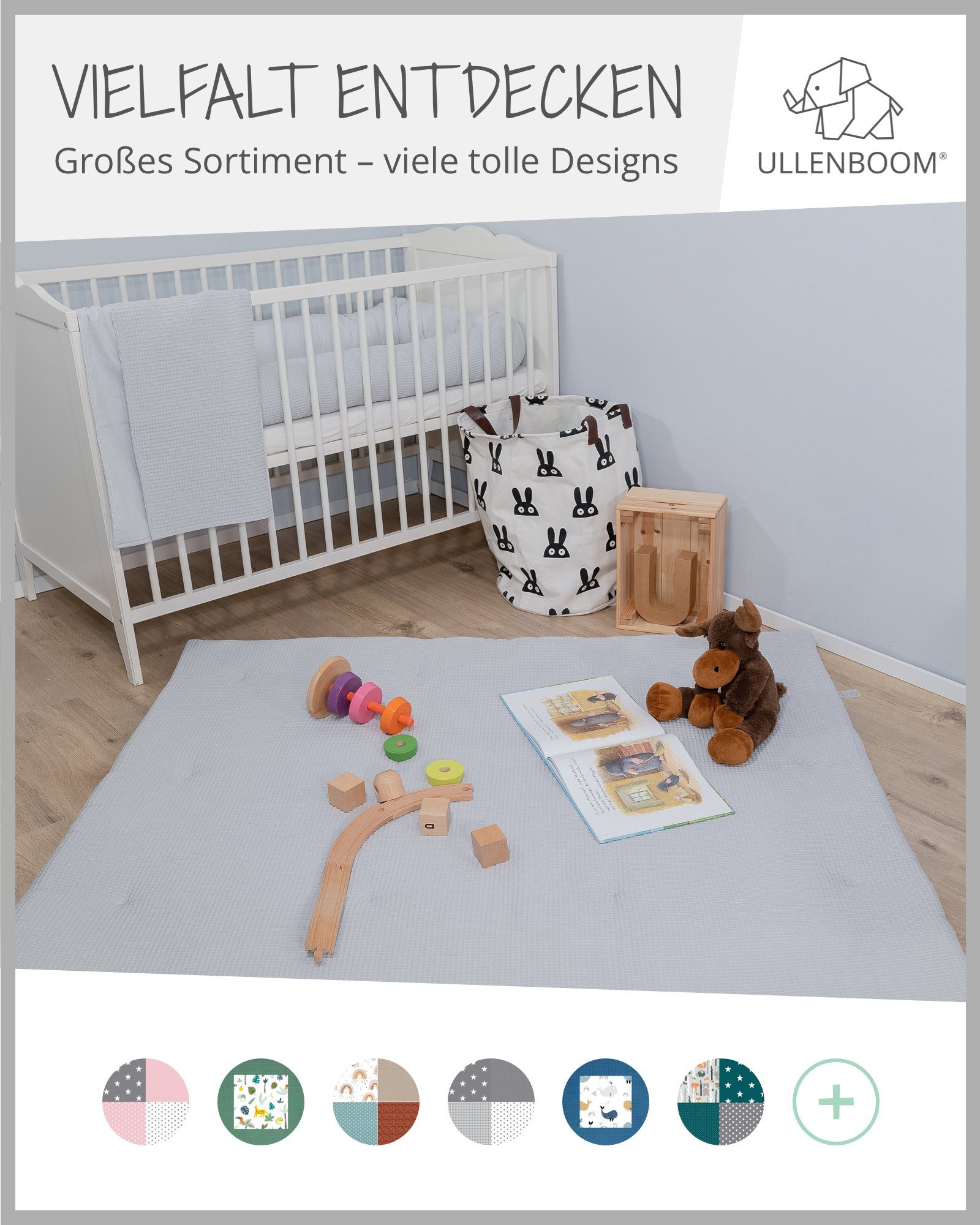 & in Grau in EU, Aus Made ULLENBOOM ®, EU), Spieldecke Uni Kinderwagendecke als 70x100 (Made Babydecke Baumwolle, hochwertiger Babydecke cm Design: