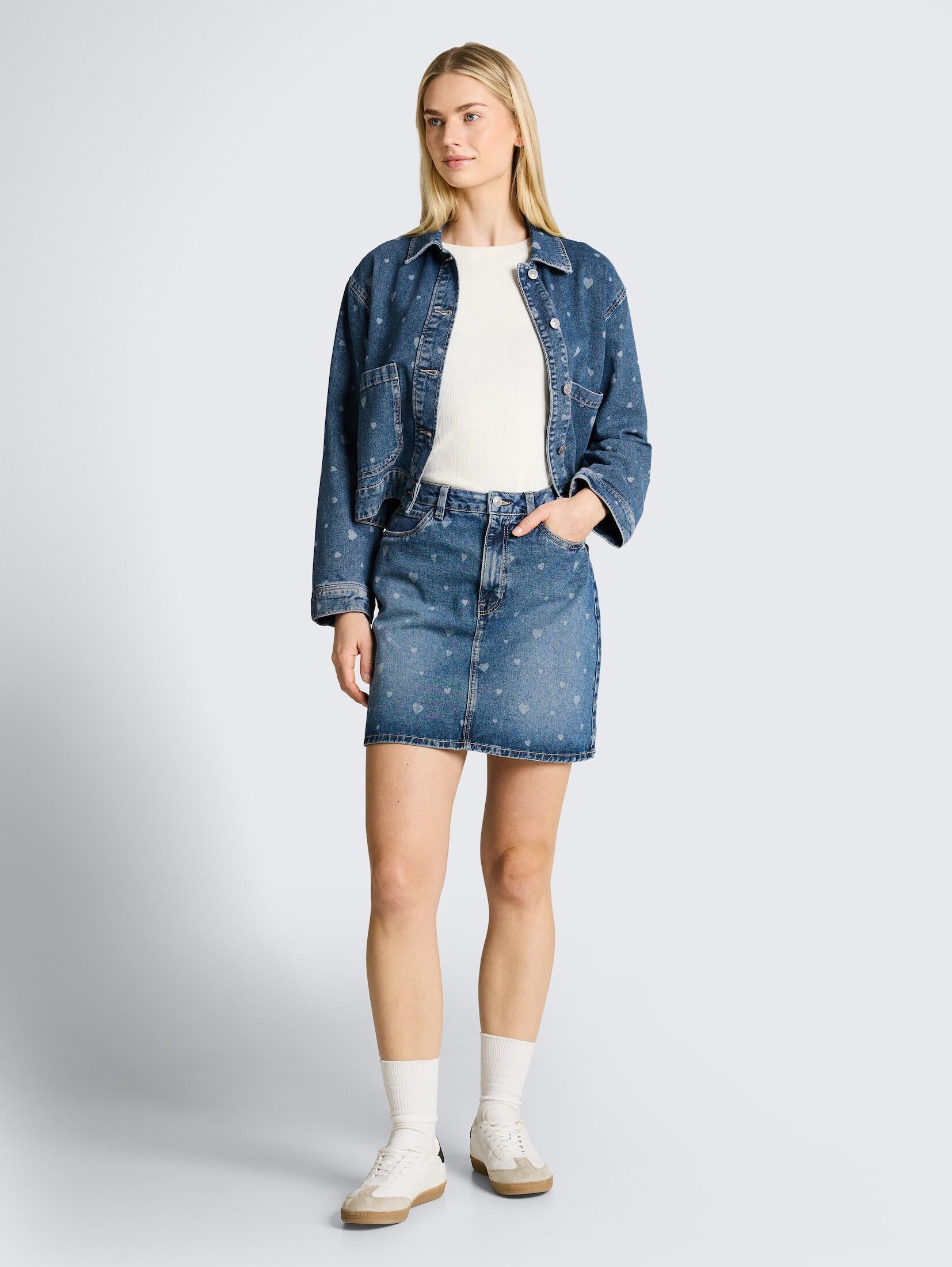 TOM TAILOR Denim Minirock Röcke Mini-Jeansrock mit Herz-Print günstig online kaufen
