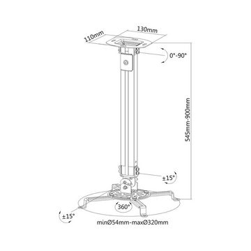 PureMounts PureMounts PM-SPIDER-20W Deckenhalterung für Beamer, neigbar: -15° Beamer-Wandhalterung