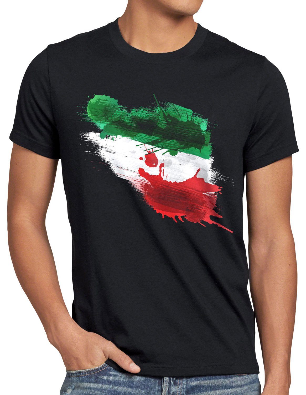 style3 Print-Shirt Herren Fahne T-Shirt WM schwarz Flagge Iran Teheran Sport EM Fußball