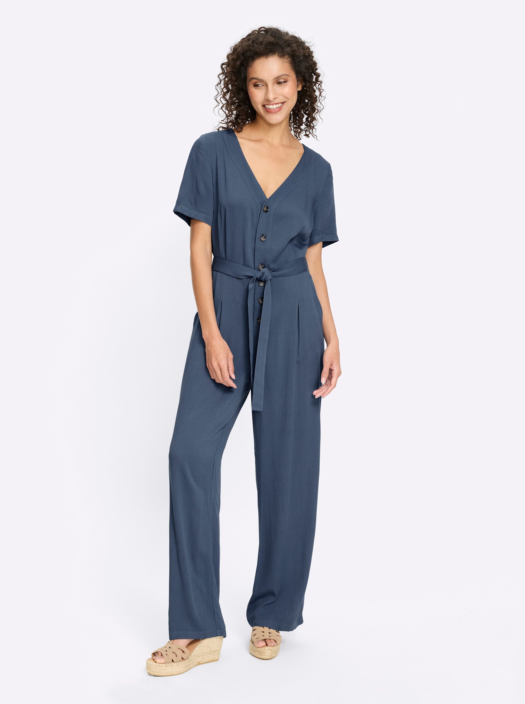 heine Jumpsuit Overall Kurzarm Innenbeinlänge ca. 74 cm günstig online kaufen