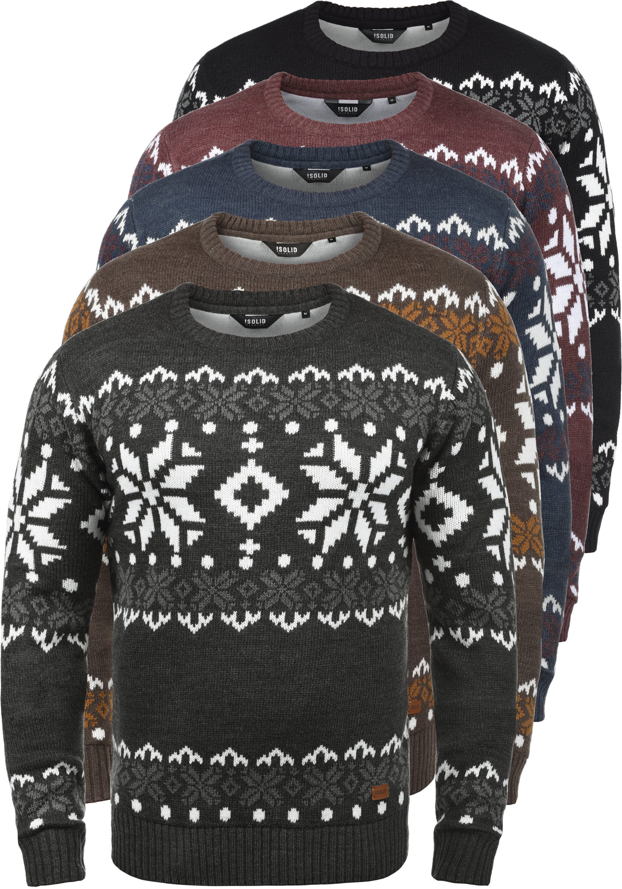 !Solid Strickpullover SDNorwig Strickpullover im Norweger-Look