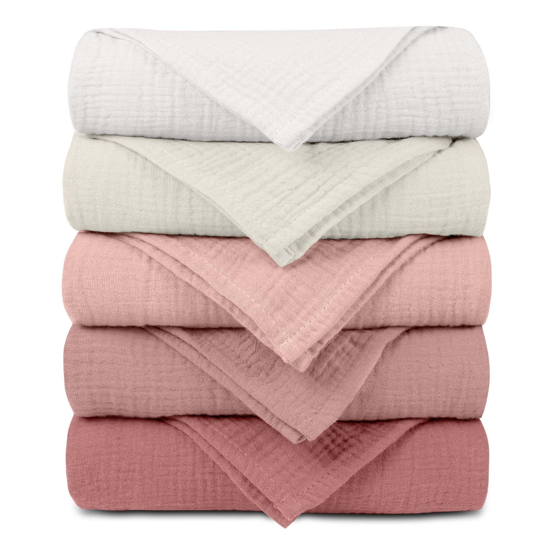 FOUORTUNATE-BEE Stoffwindeln 5 Mulltücher Baby 60x60 cm aus Baumwolle Spucktücher Set Kinder, Zum Stillen, Pucken, Kuscheln, Wickeln & als Geschenk zur Geburt
