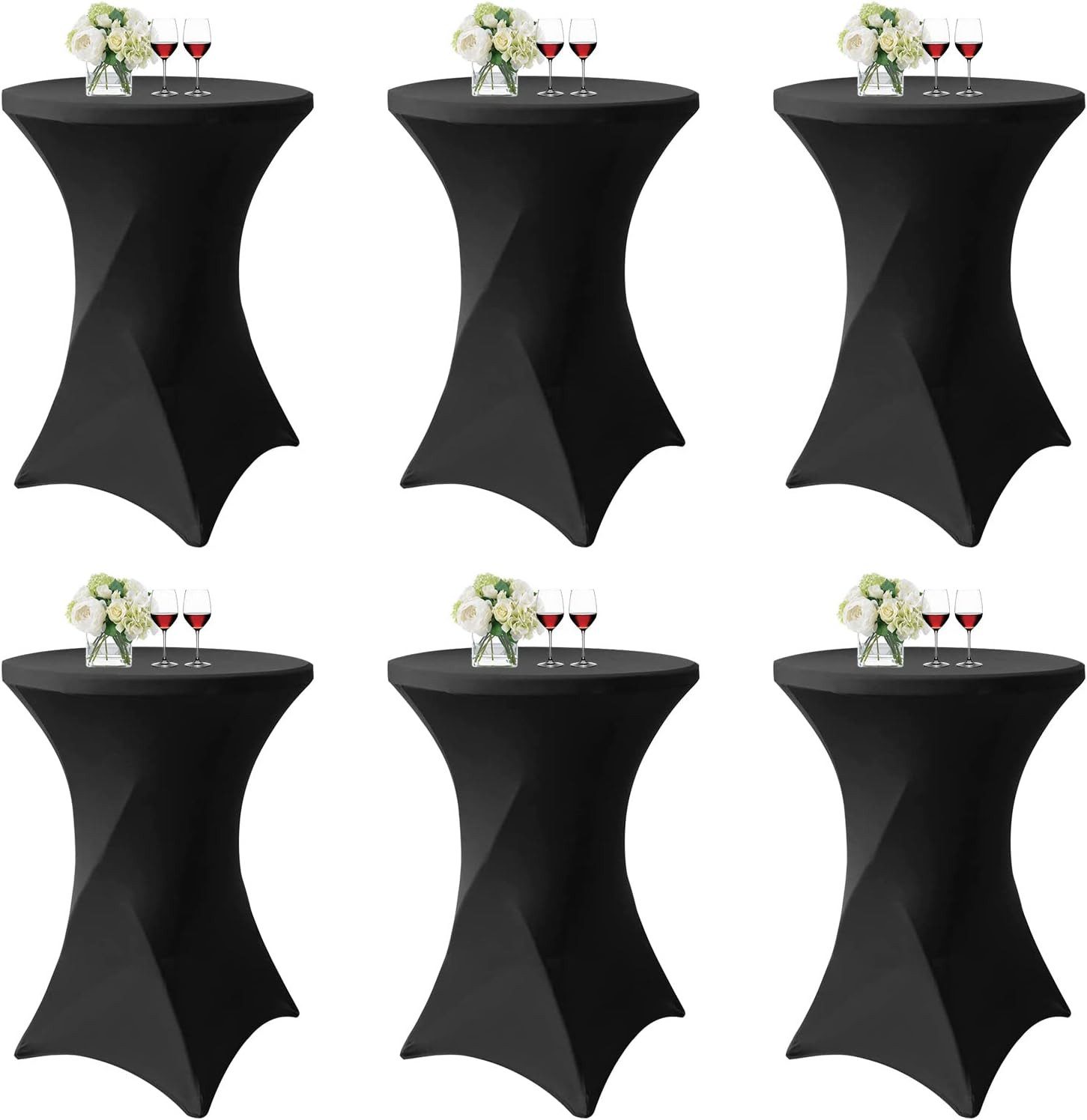 BlingBin Stehtischhusse 6er-Set Stretch Stehtisch Husse für Bistrotisch Ø 80-85 cm Elegante, Verstärkung im Fußbereich, Stretch-Husse Hussen für Stehtische