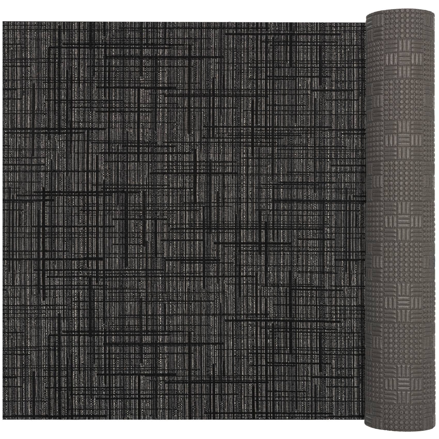 ANRO Läufer LUIGI Leinensstyle pflegeleicht hochwertig Flurläufer Küchenteppich, eckig, Höhe: 3 mm, Teppichläufer 100cm Einfarbig;uni;Meliert Anthrazit wasserdicht