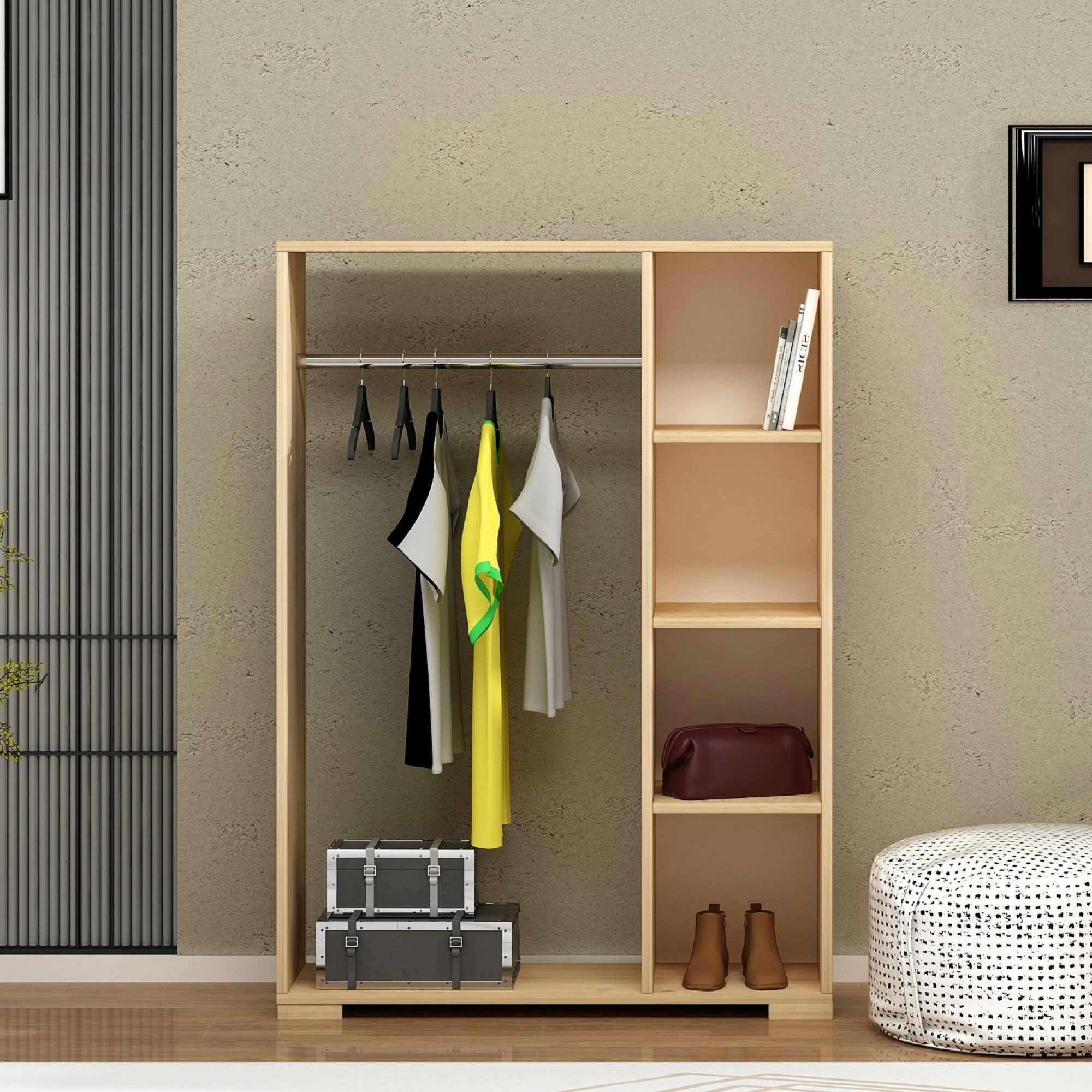 en.casa Kleiderschrank »Nesbyen« mit Garderobenstange Eiche-Optik