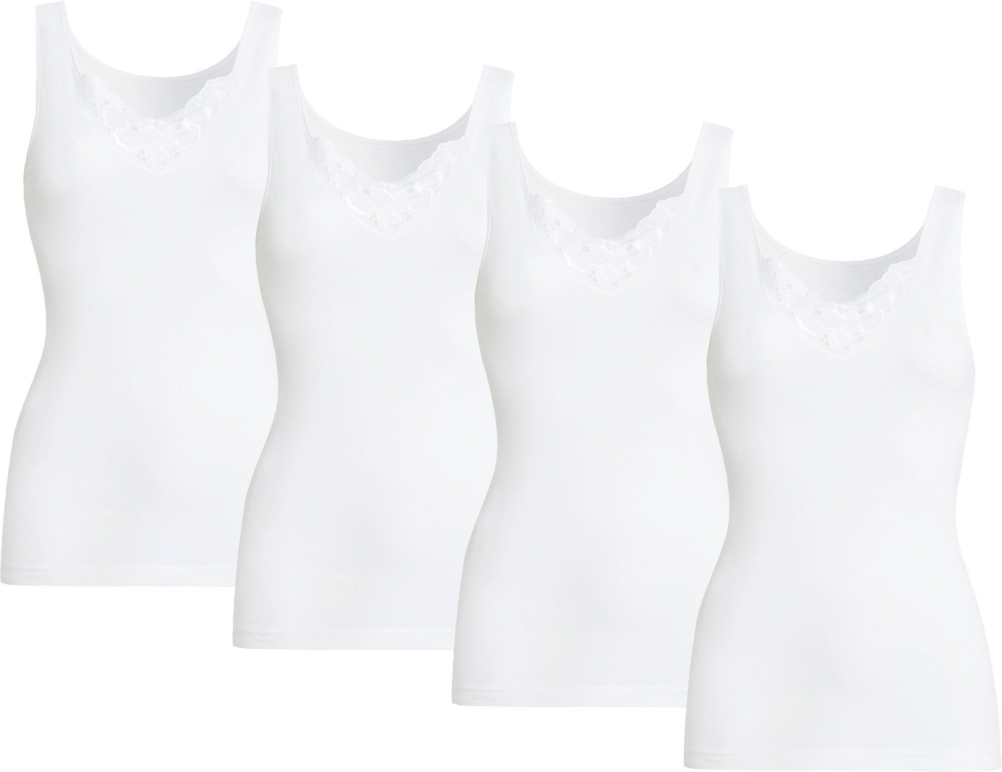 Con-ta Herren Unterhemd 4er Pack - Feinripp Baumwolle 100% Kochfest