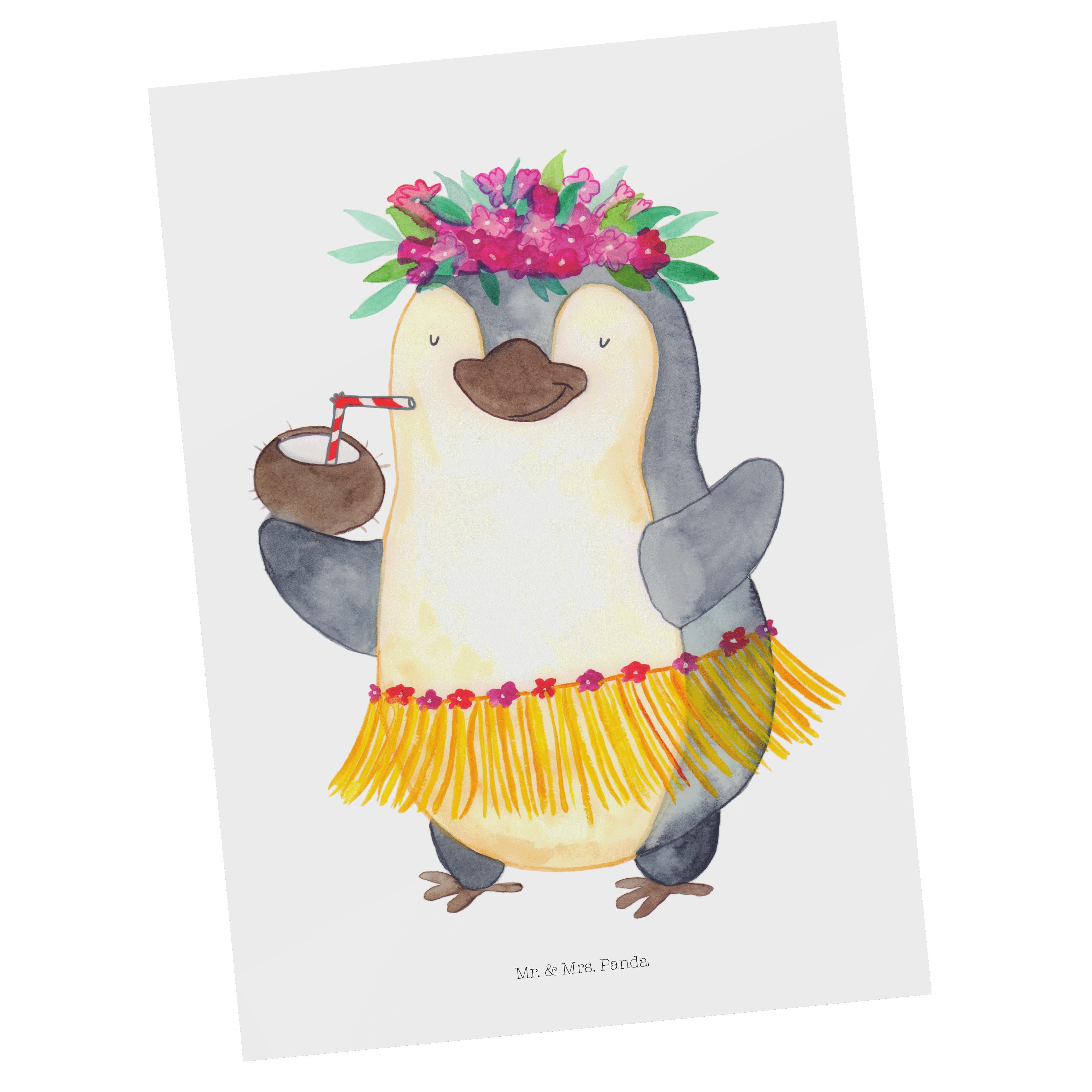 Mr. & Mrs. Panda Postkarte Pinguin Kokosnuss - Weiß - Geschenk, Einladungskarte, Geschenkkarte